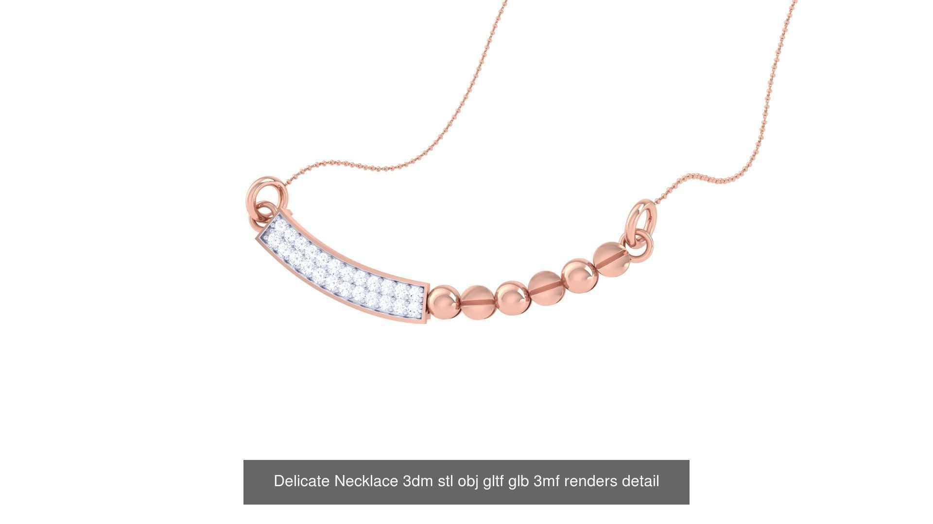 18 Delicate Necklace 3dm stl obj gltf glb 3mf renders detail 3D Model Collection_11