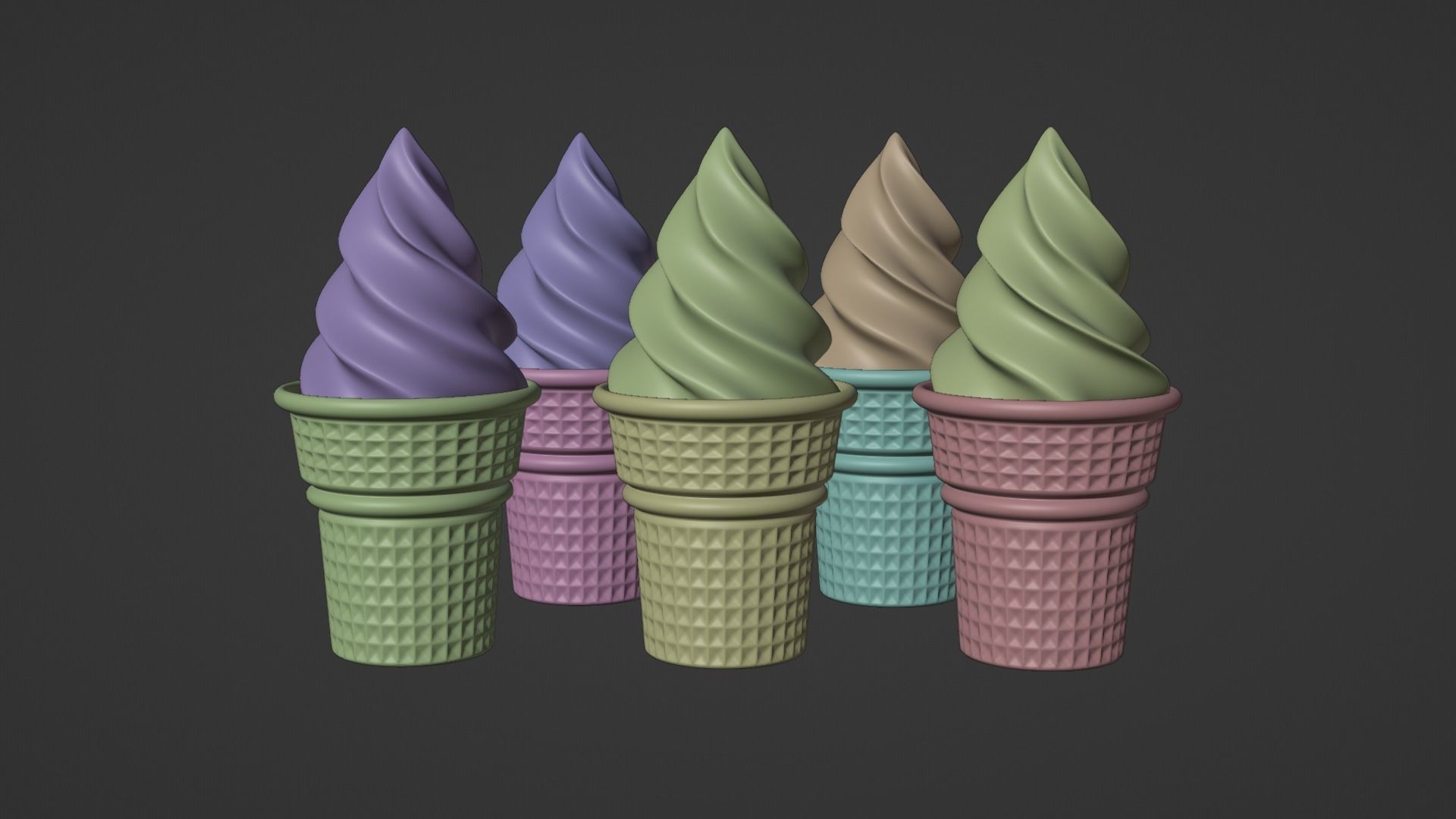 Collection of 5 Ice Cream 3D models 3D model_3