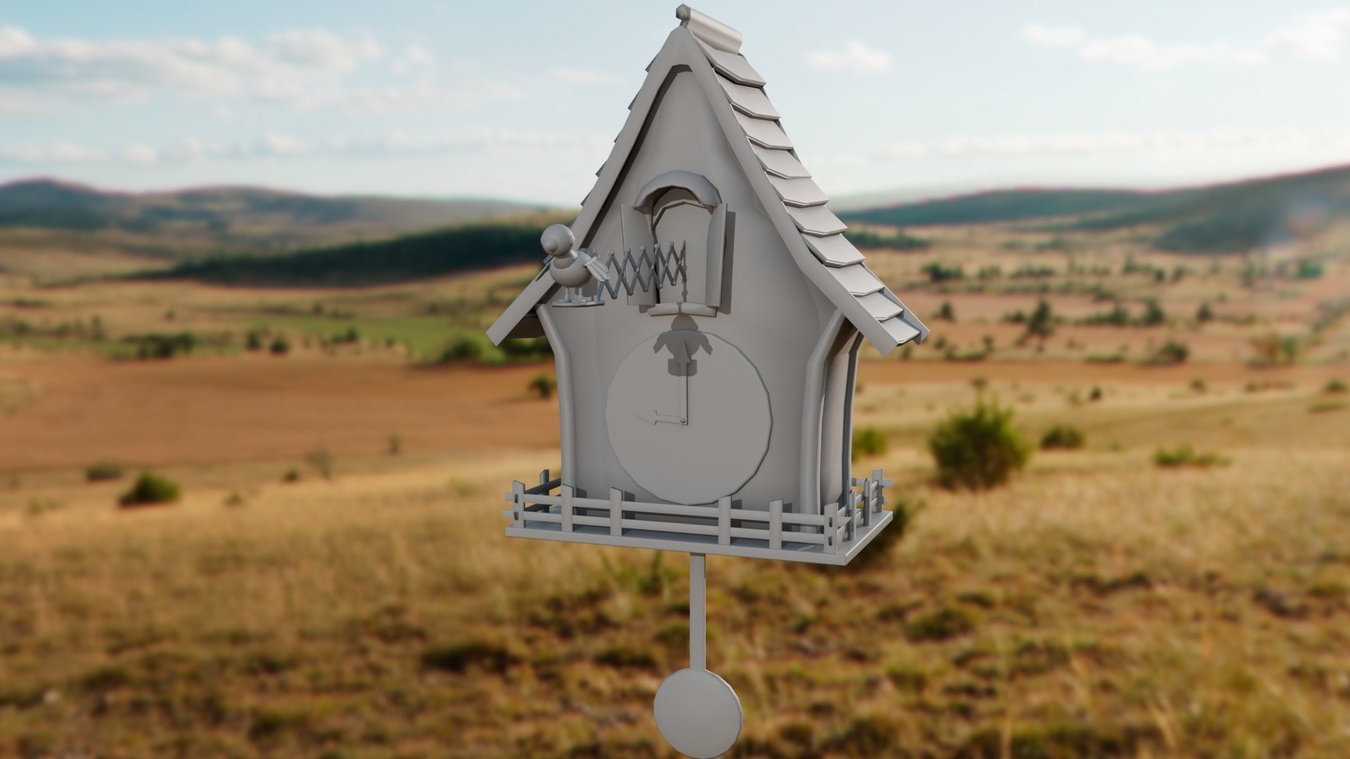 Cuckoo clock Low-poly 3D model_27