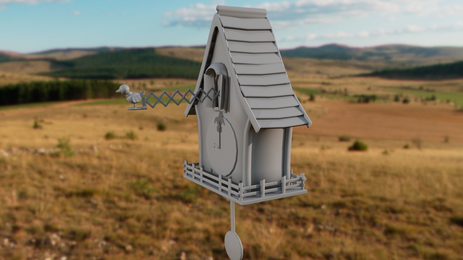 Cuckoo clock Low-poly 3D model_29