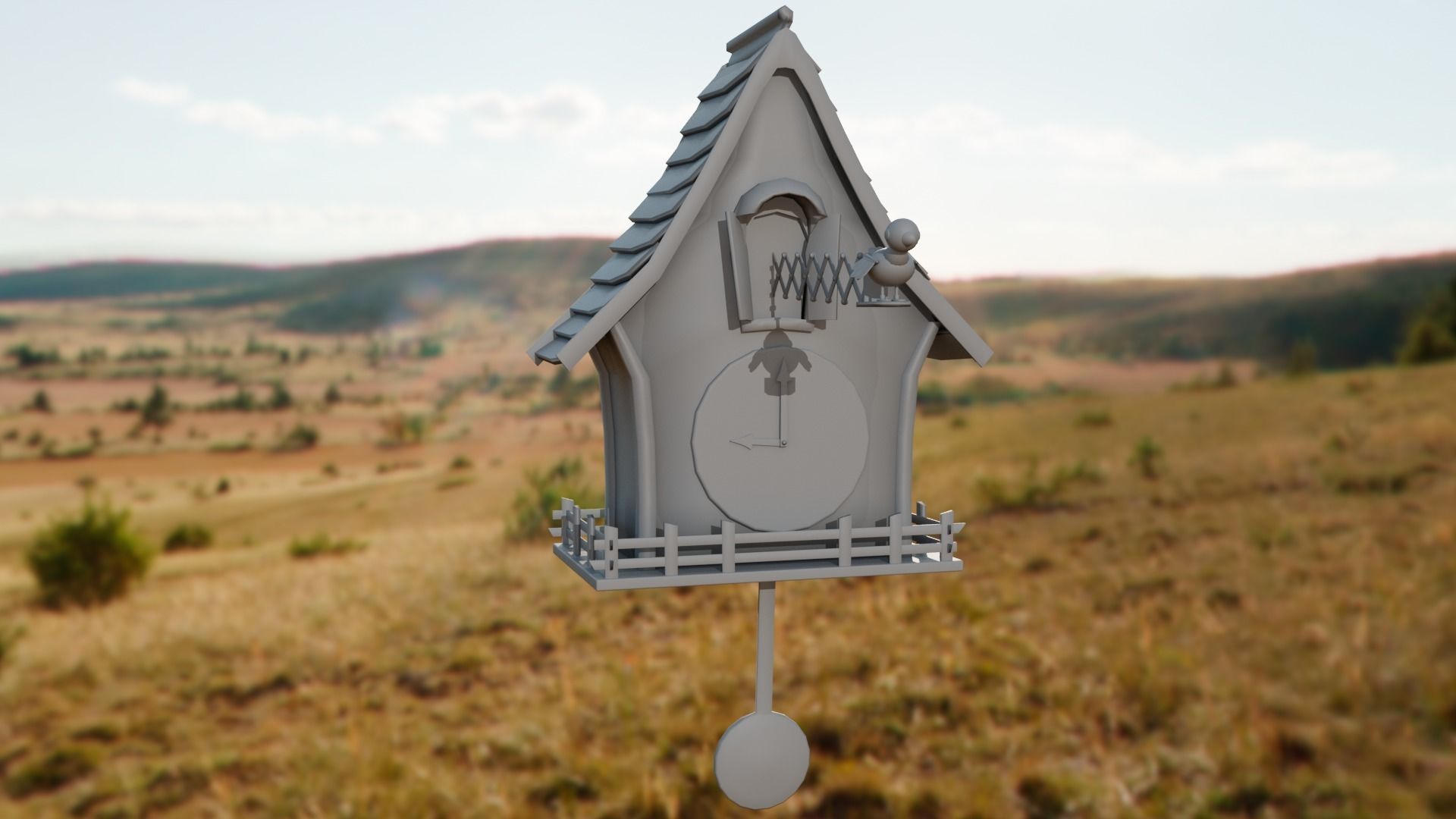Cuckoo clock Low-poly 3D model_38