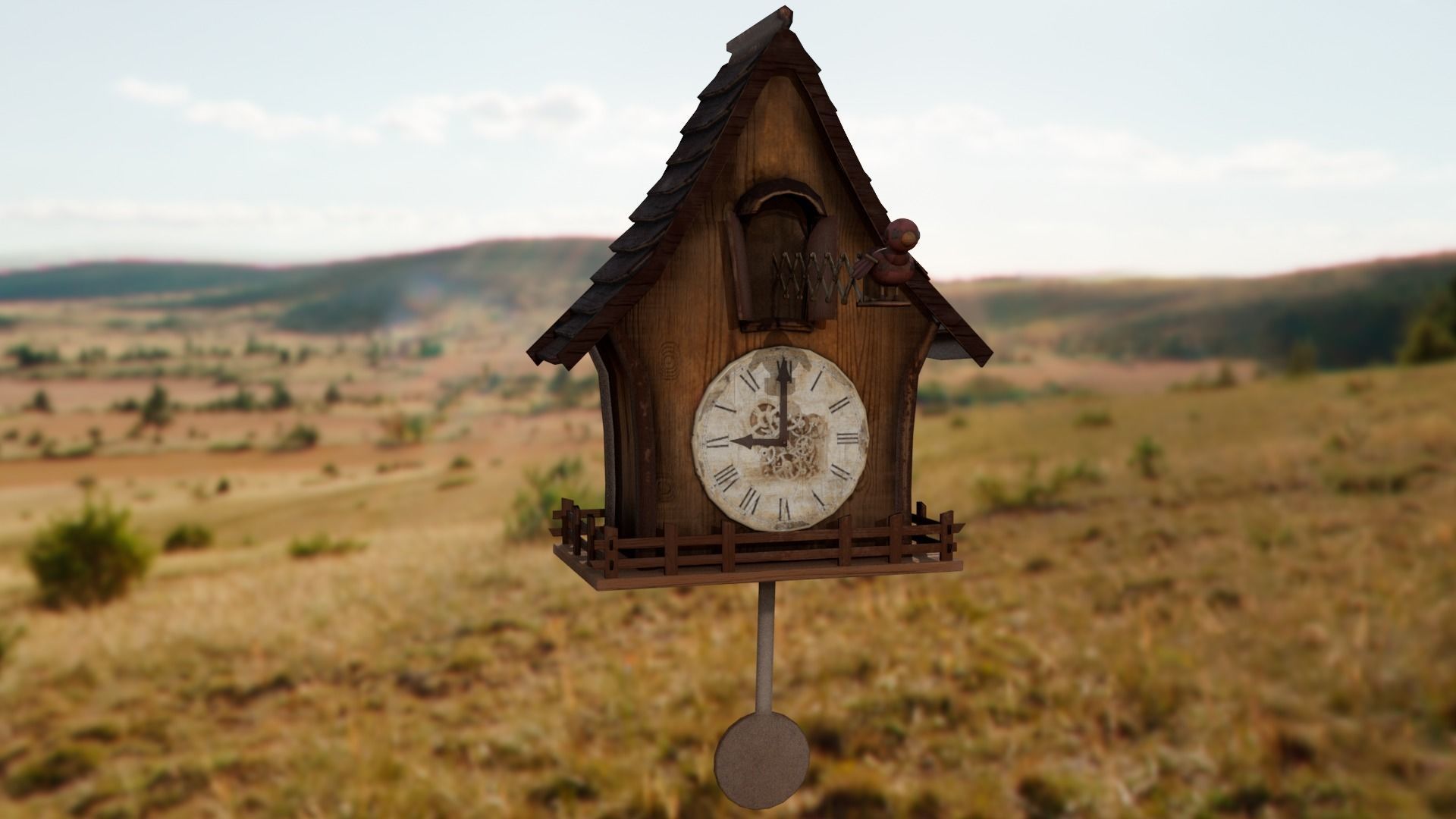Cuckoo clock Low-poly 3D model_22