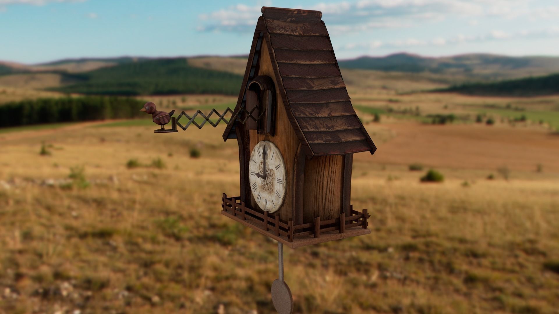 Cuckoo clock Low-poly 3D model_20
