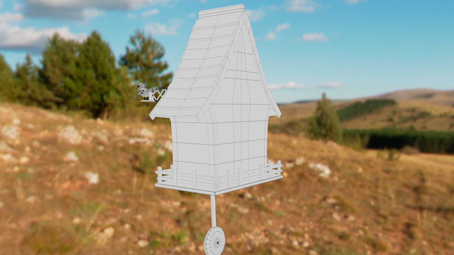 Cuckoo clock Low-poly 3D model_45