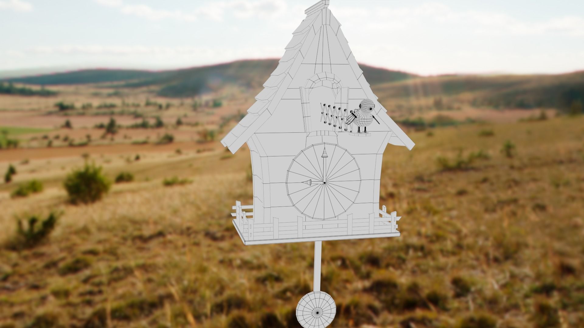 Cuckoo clock Low-poly 3D model_46