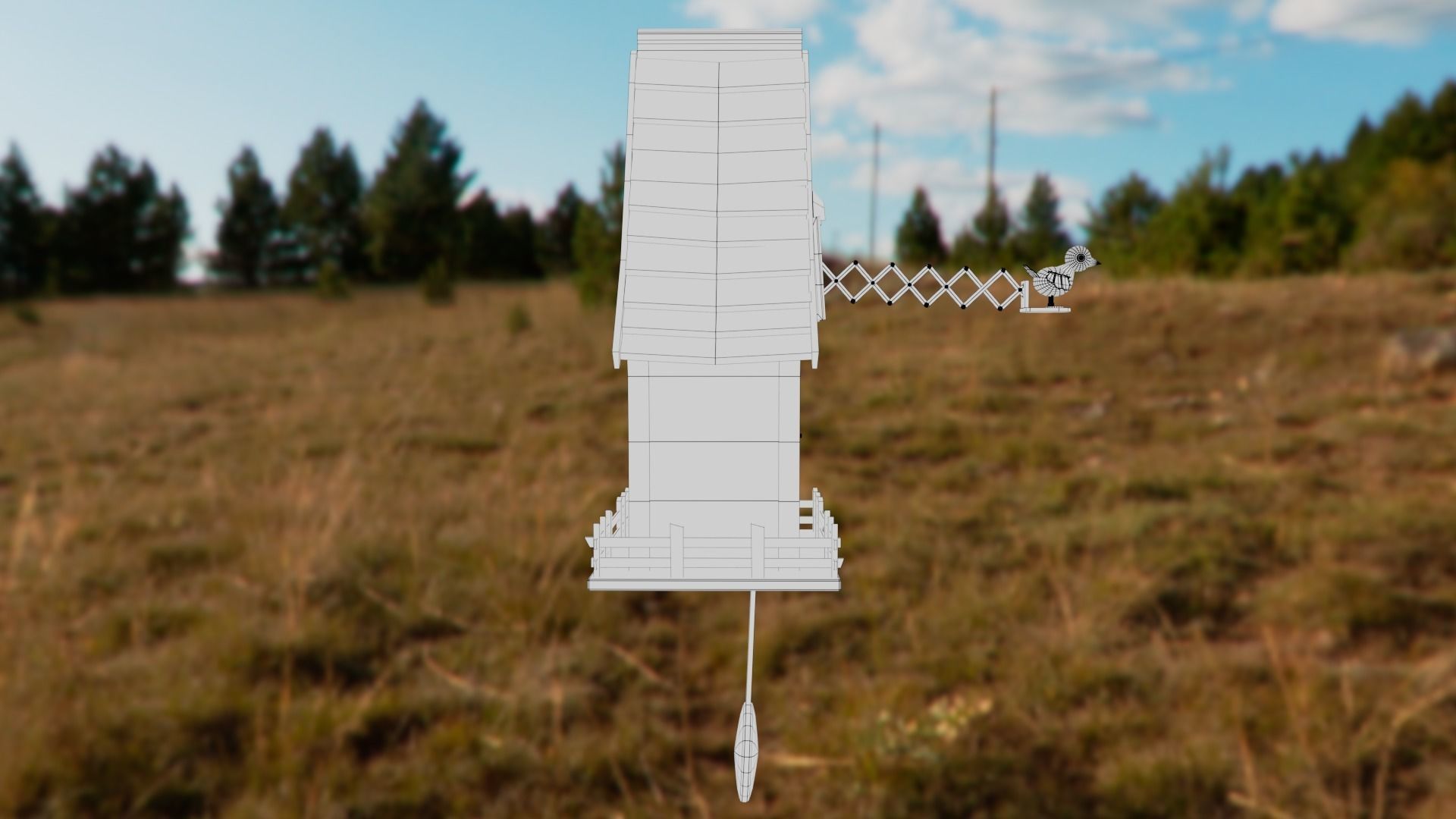 Cuckoo clock Low-poly 3D model_55