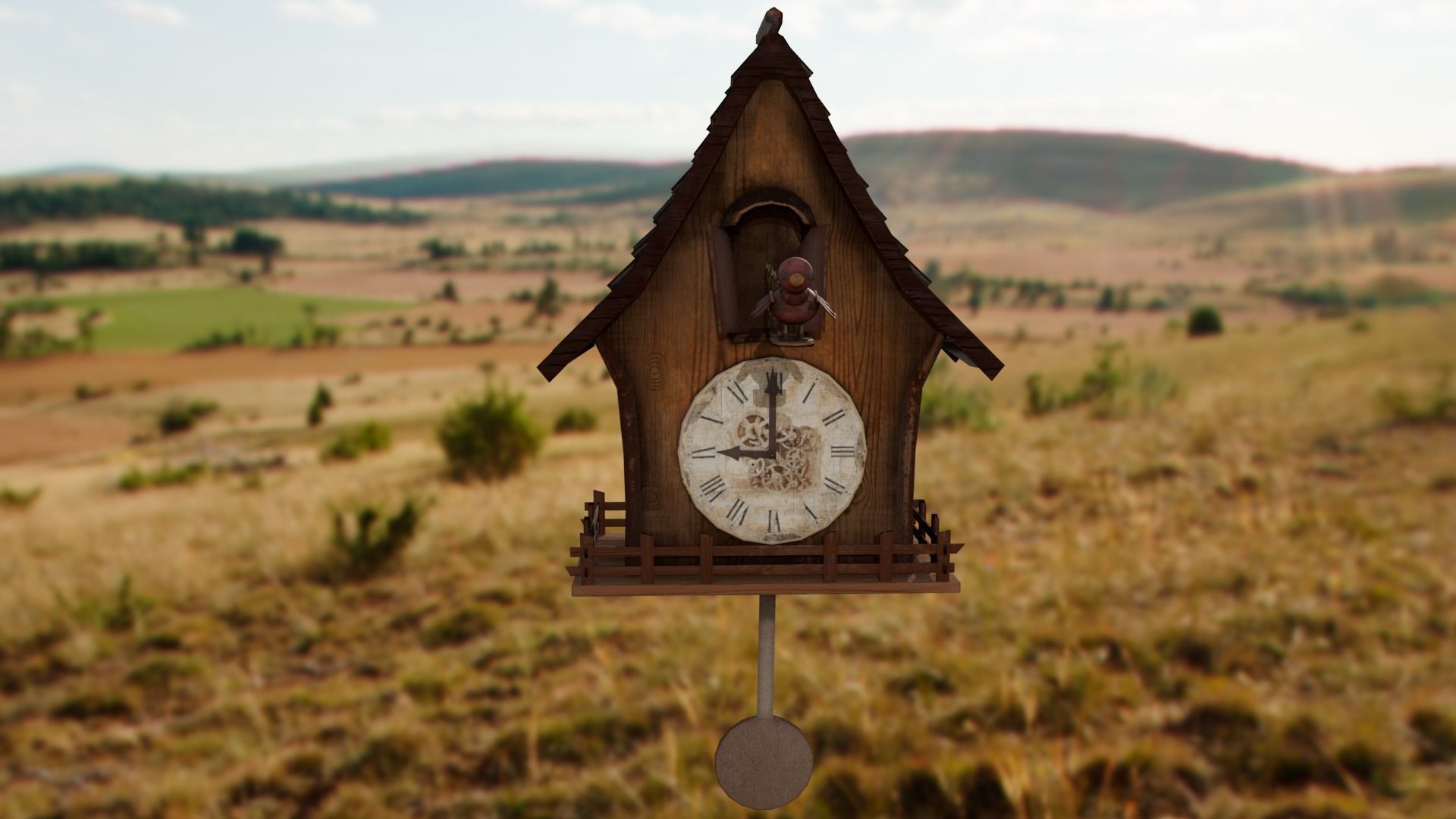 Cuckoo clock Low-poly 3D model_24