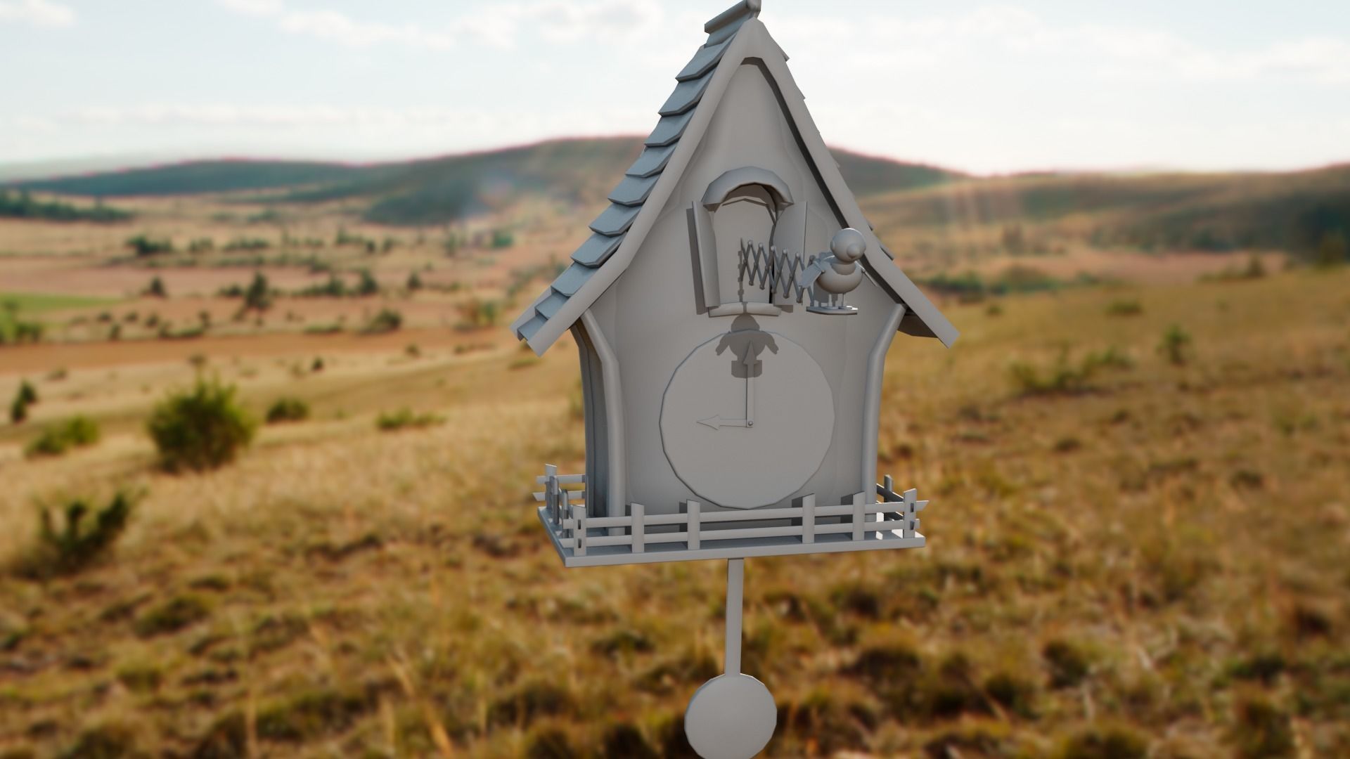 Cuckoo clock Low-poly 3D model_28