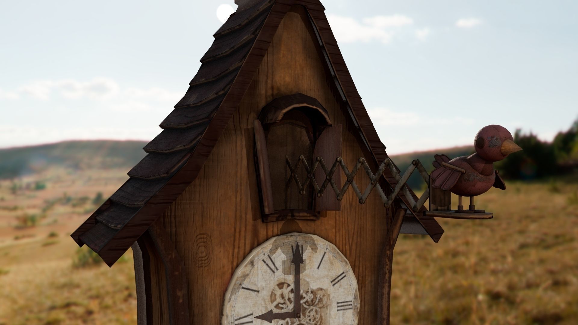 Cuckoo clock Low-poly 3D model_7
