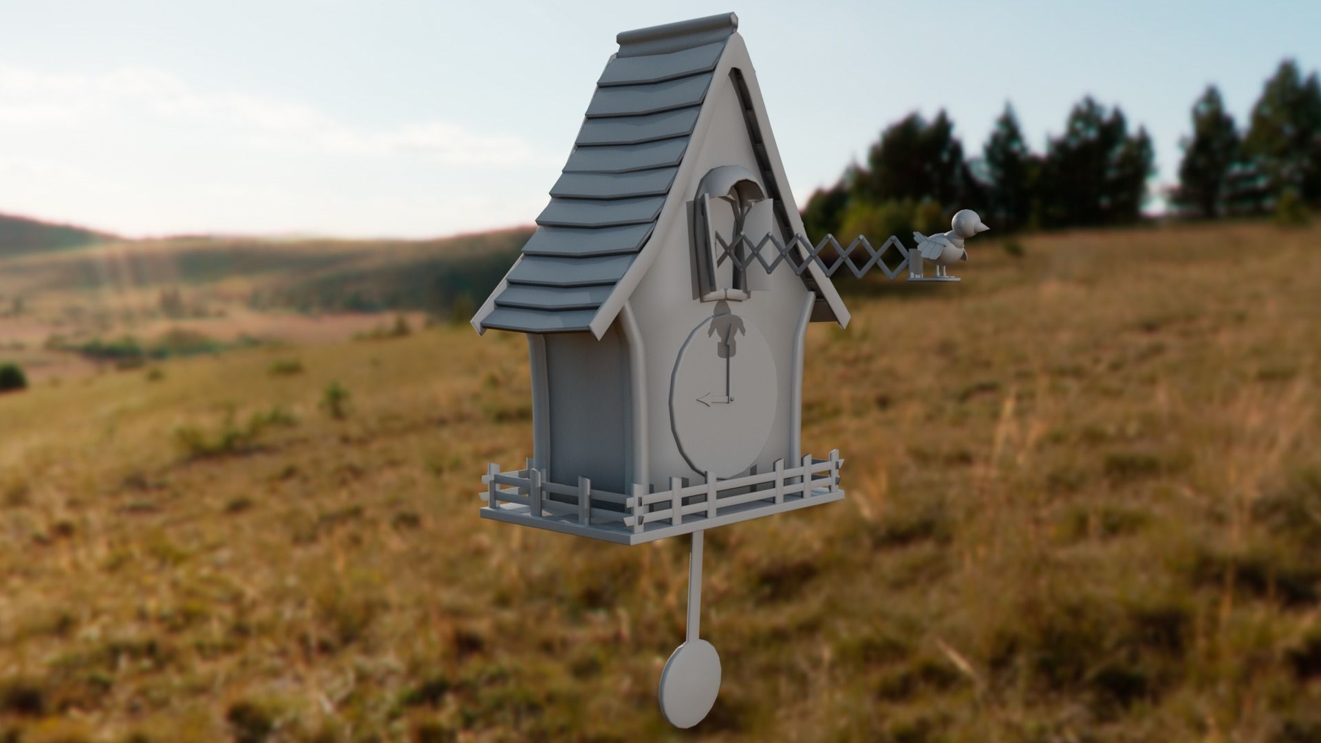 Cuckoo clock Low-poly 3D model_37