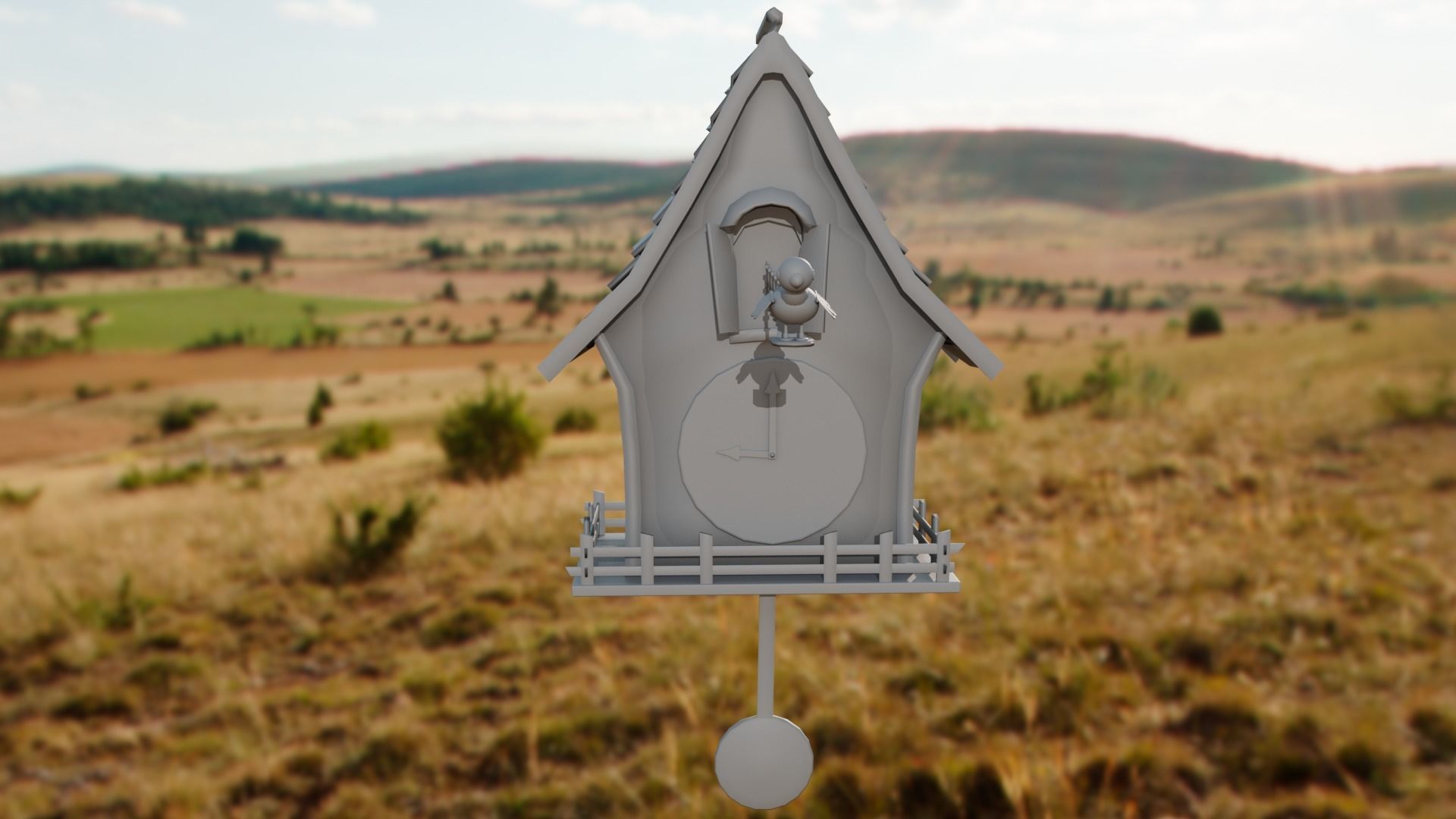 Cuckoo clock Low-poly 3D model_26