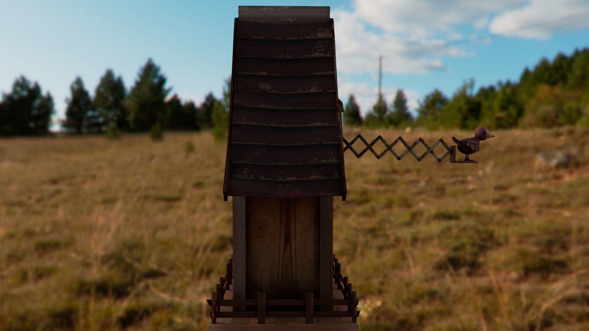 Cuckoo clock Low-poly 3D model_5