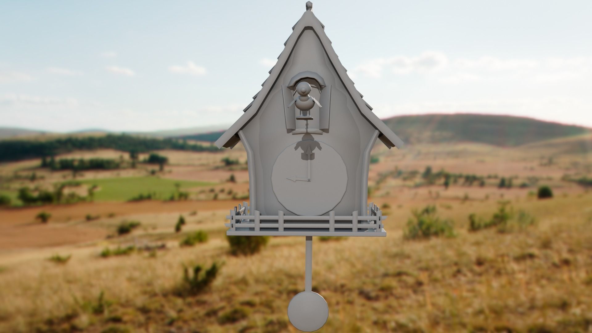 Cuckoo clock Low-poly 3D model_39