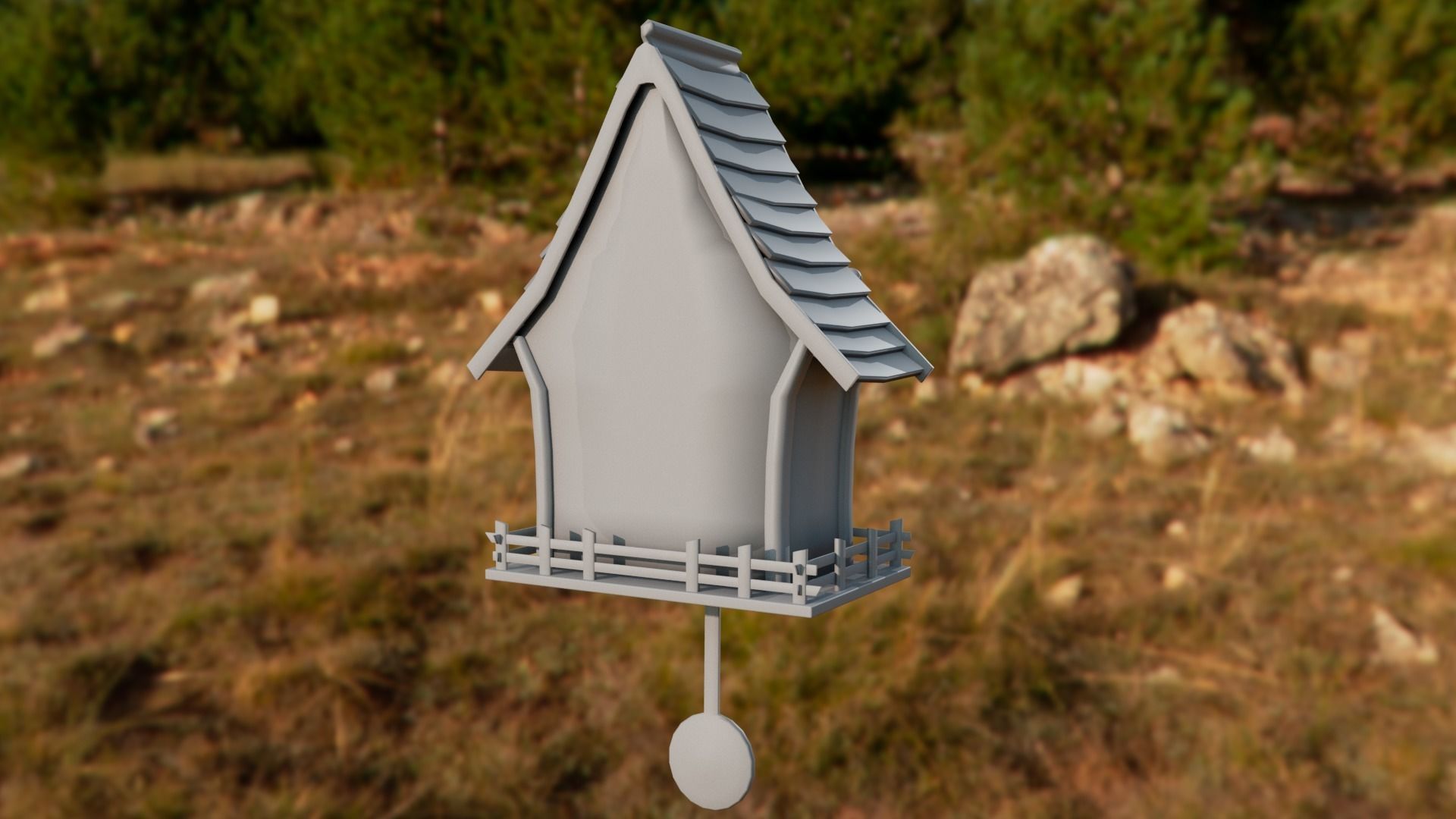Cuckoo clock Low-poly 3D model_41