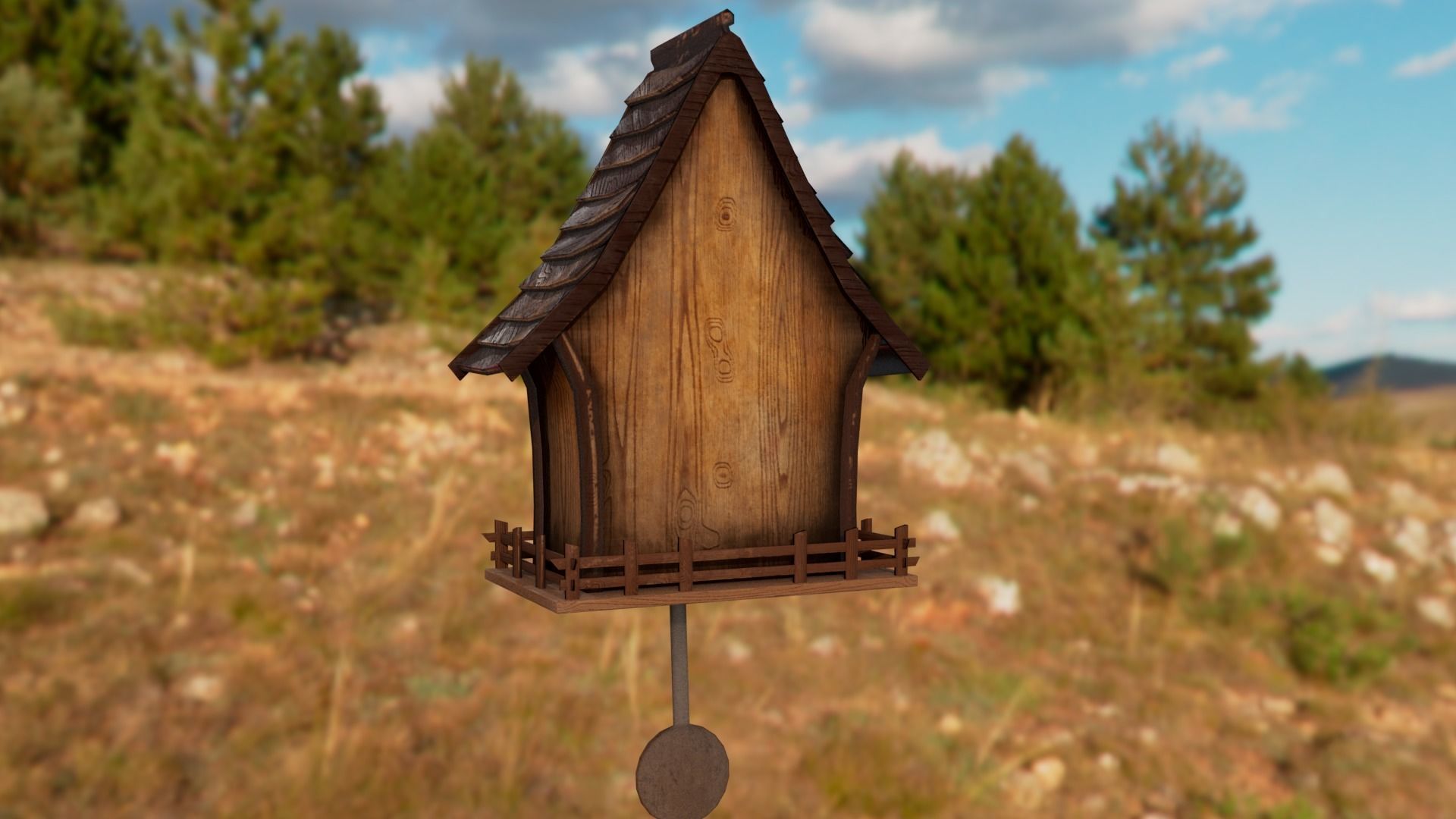 Cuckoo clock Low-poly 3D model_19