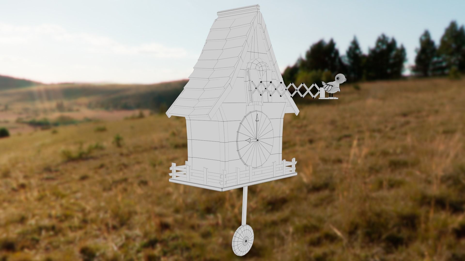 Cuckoo clock Low-poly 3D model_58