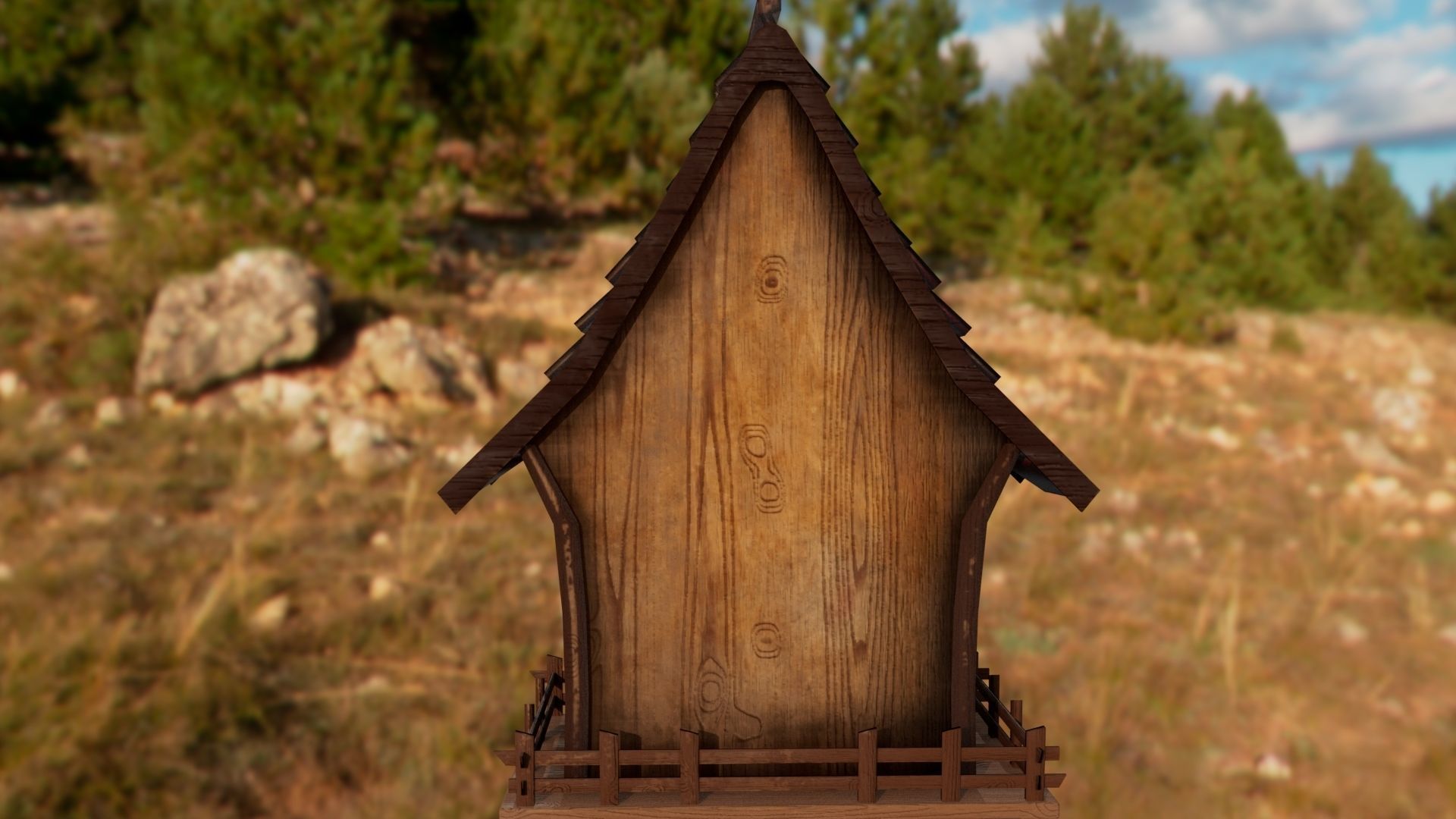 Cuckoo clock Low-poly 3D model_3