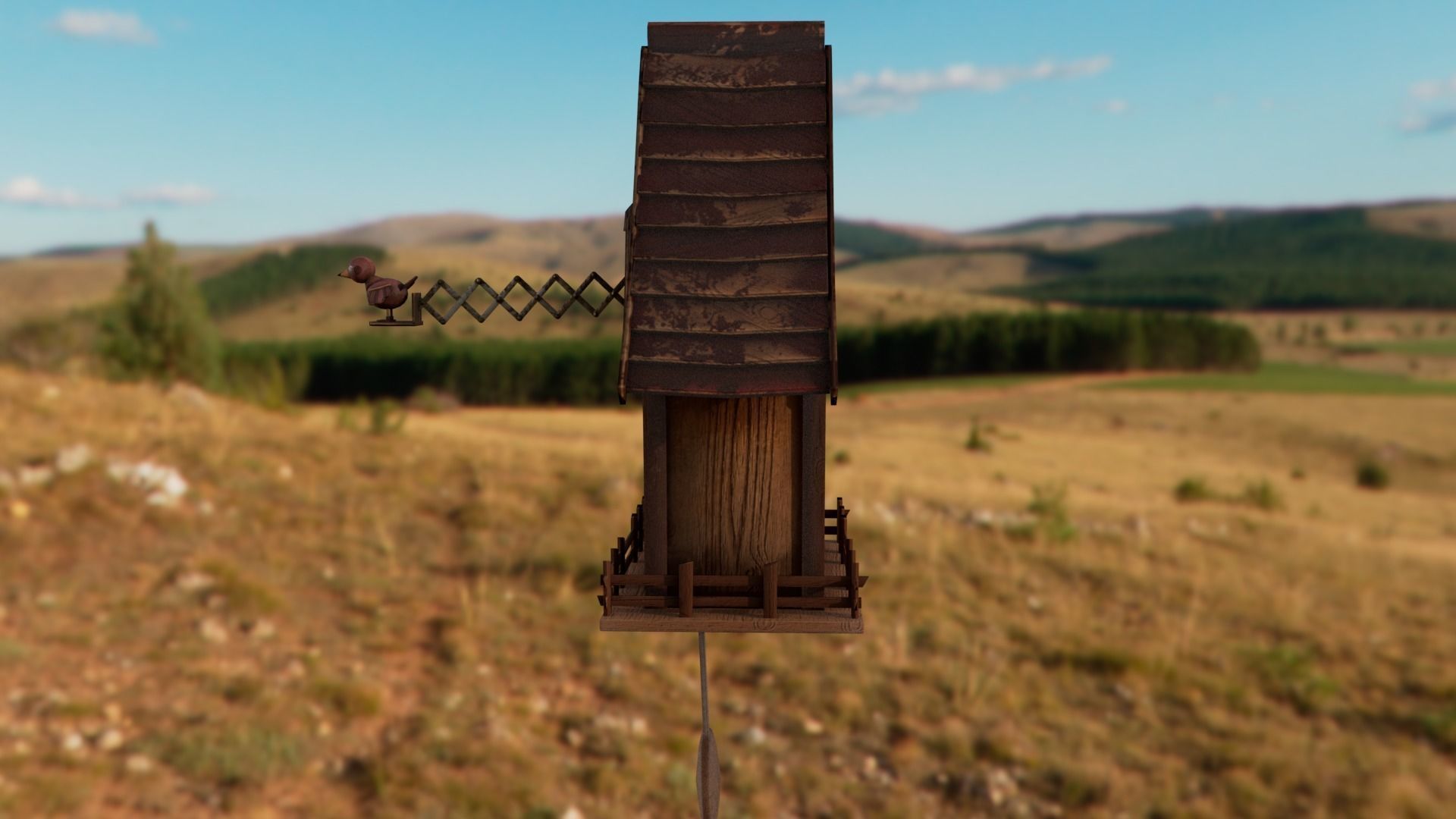 Cuckoo clock Low-poly 3D model_13
