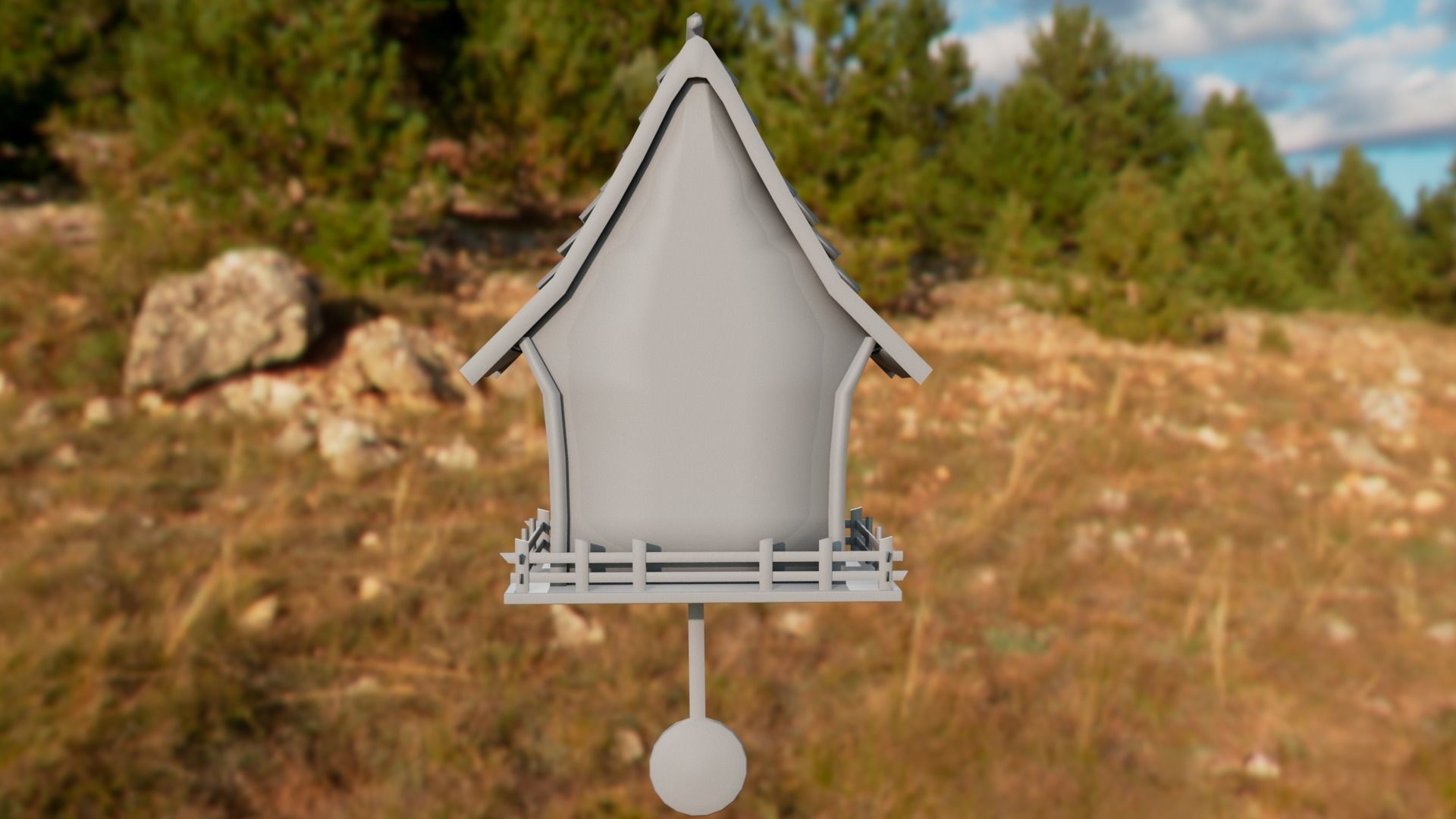 Cuckoo clock Low-poly 3D model_33