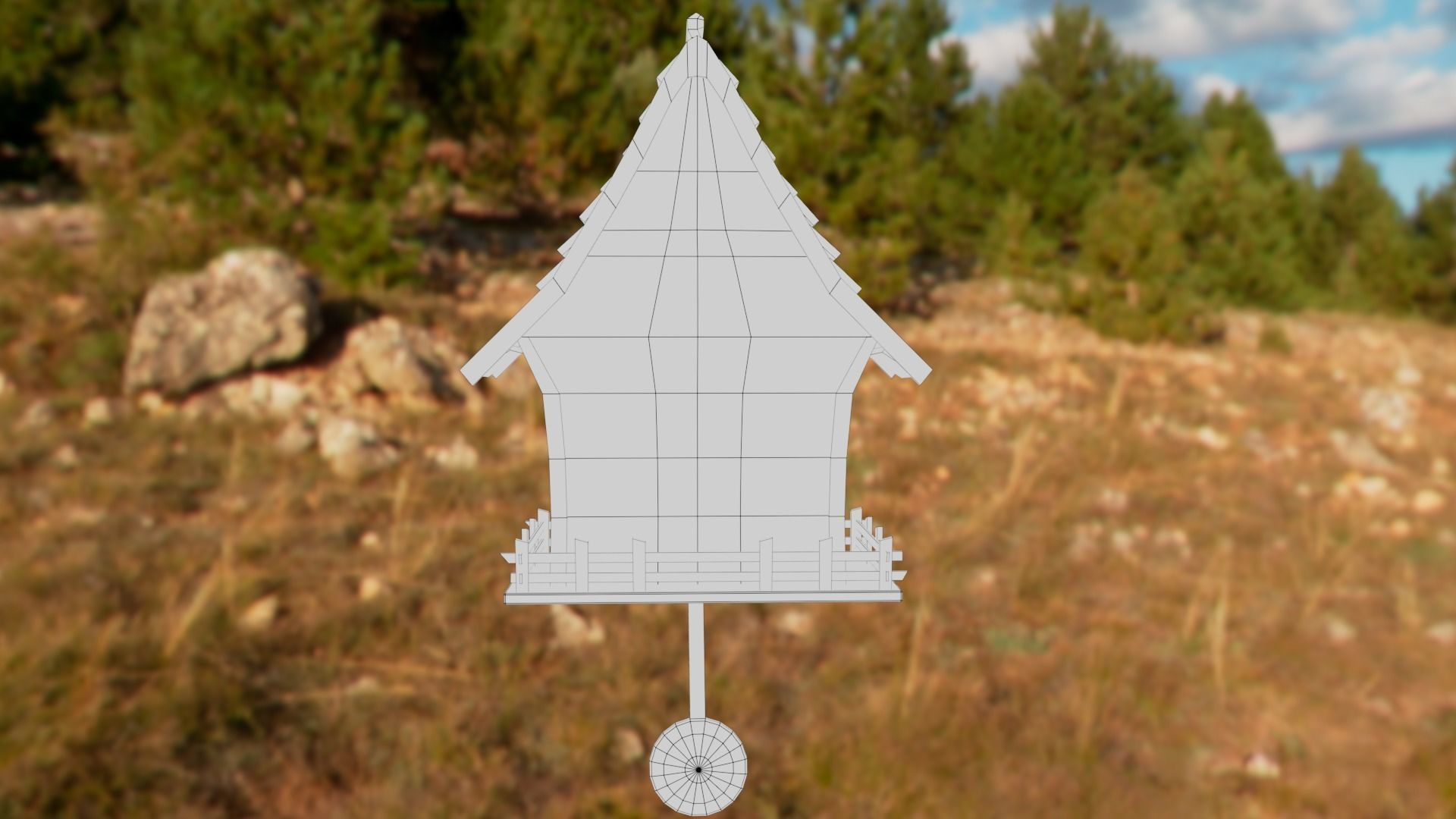 Cuckoo clock Low-poly 3D model_51