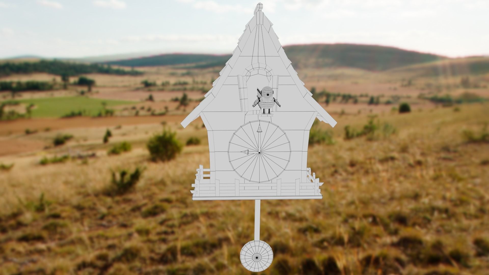 Cuckoo clock Low-poly 3D model_48