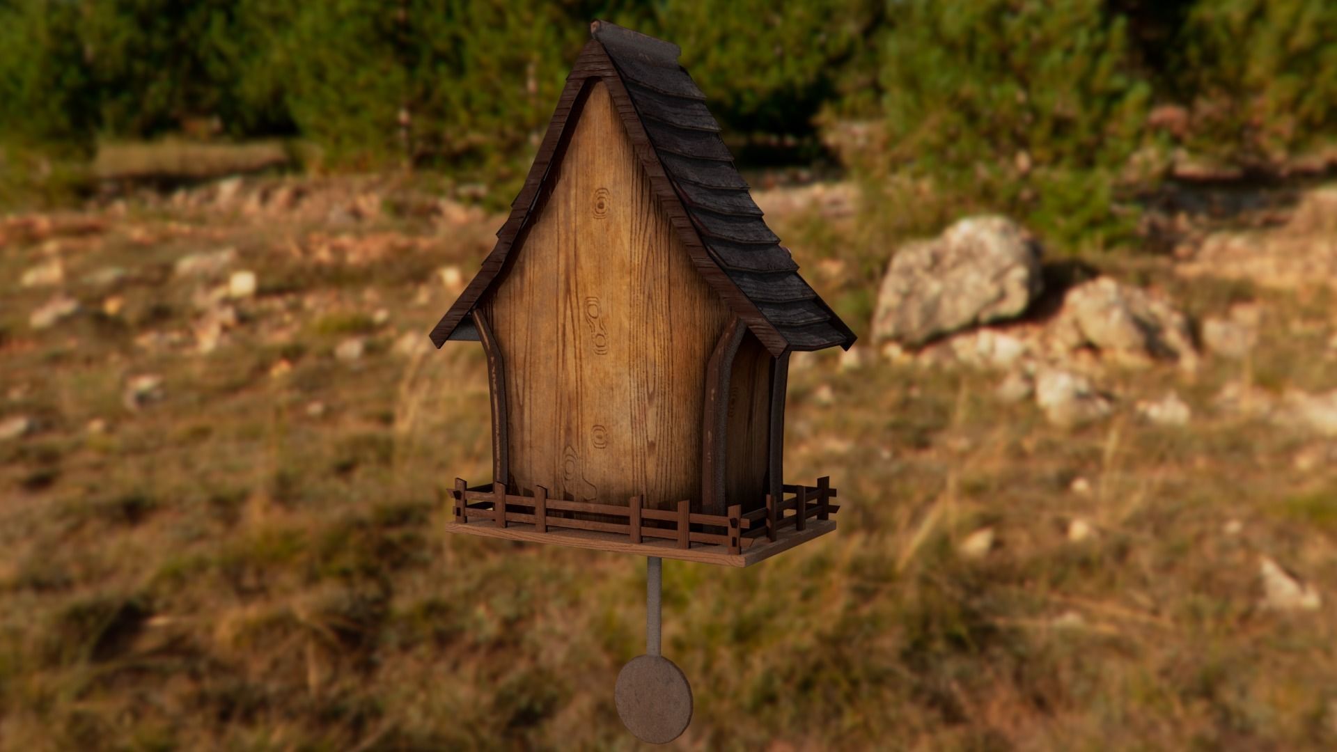 Cuckoo clock Low-poly 3D model_21