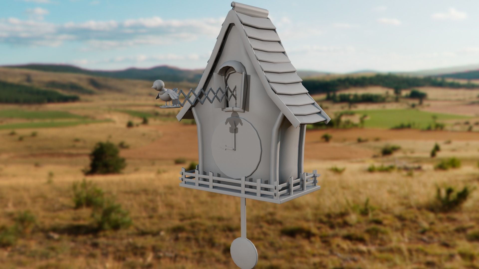 Cuckoo clock Low-poly 3D model_35