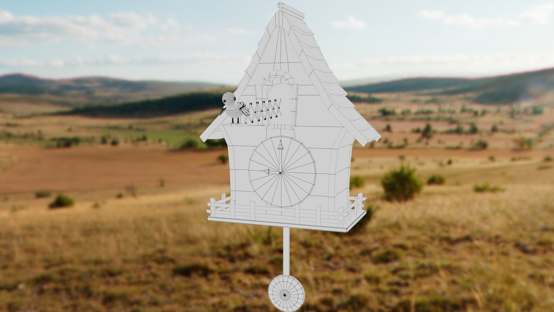 Cuckoo clock Low-poly 3D model_53