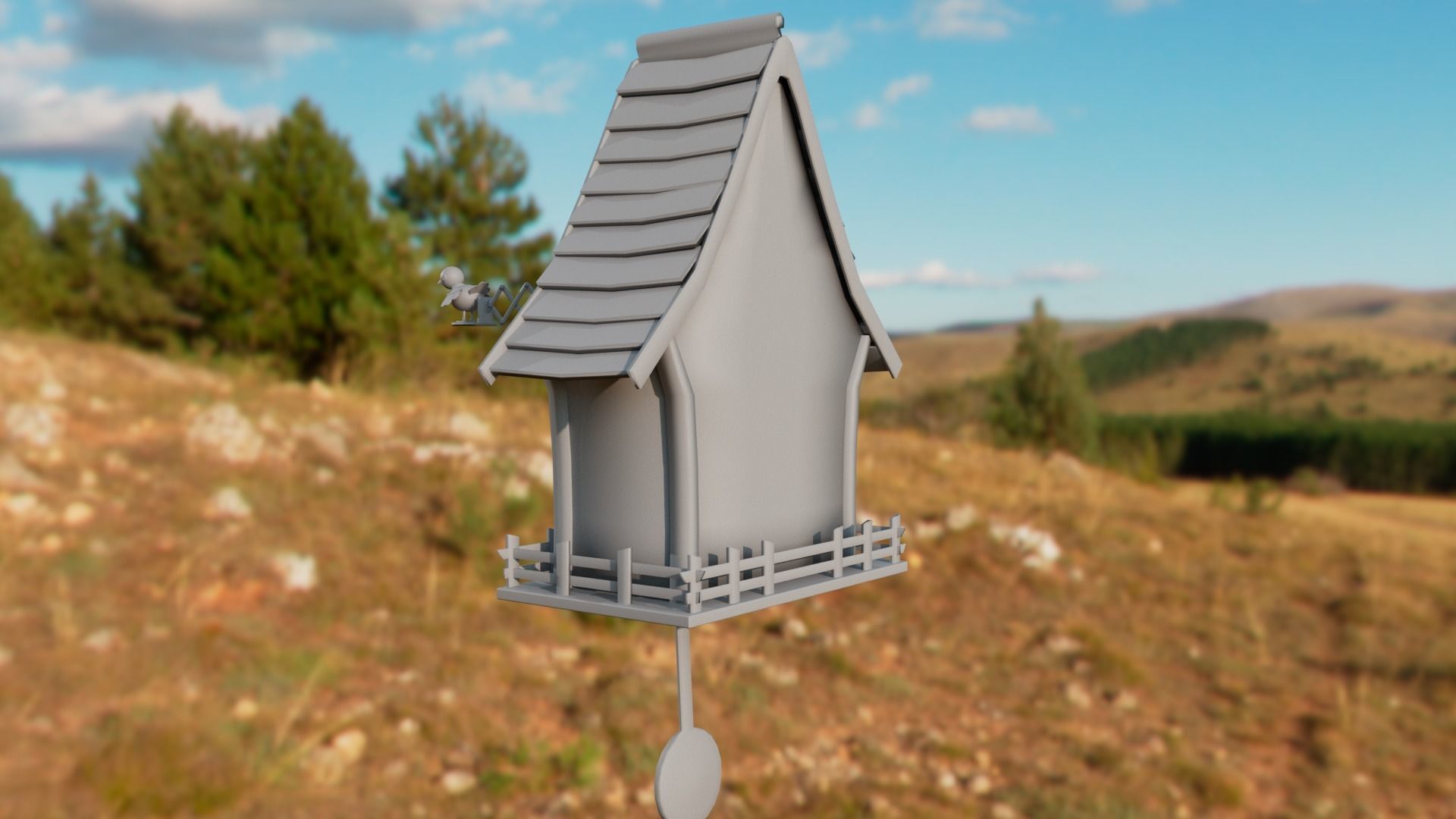 Cuckoo clock Low-poly 3D model_34