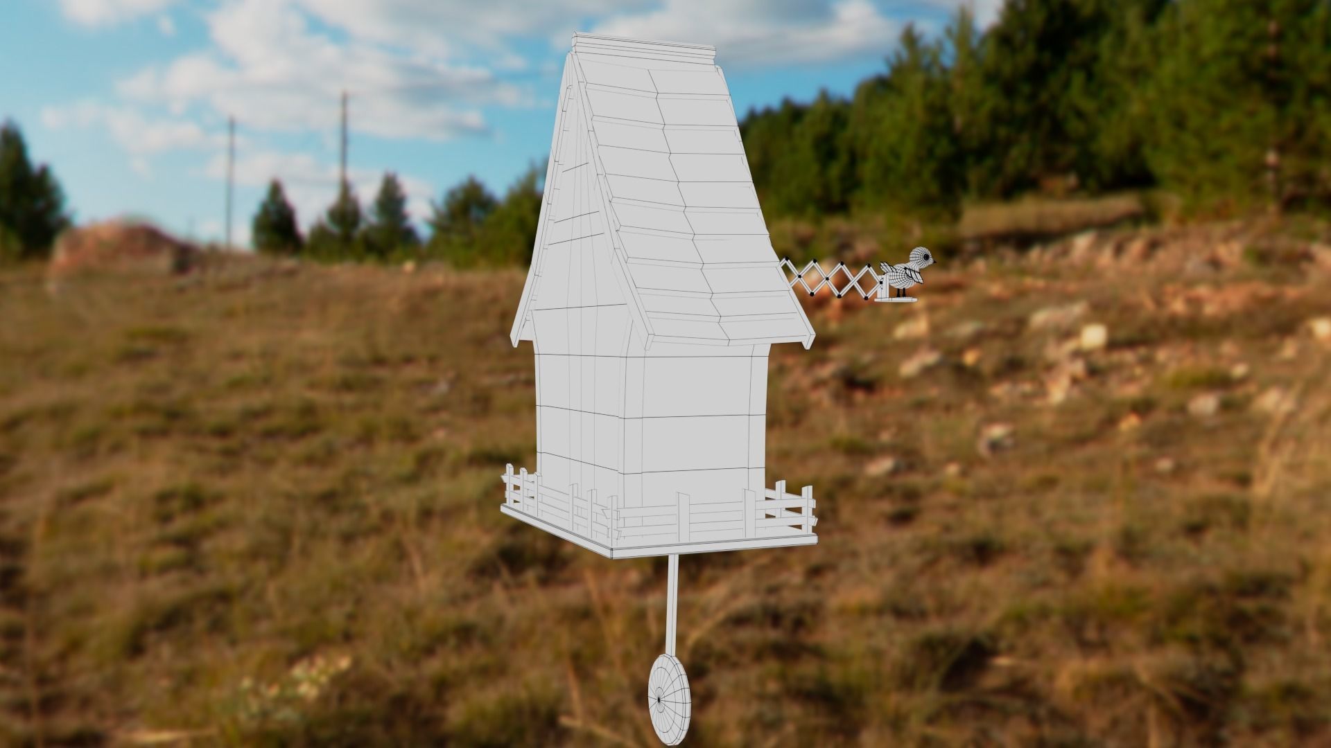 Cuckoo clock Low-poly 3D model_52