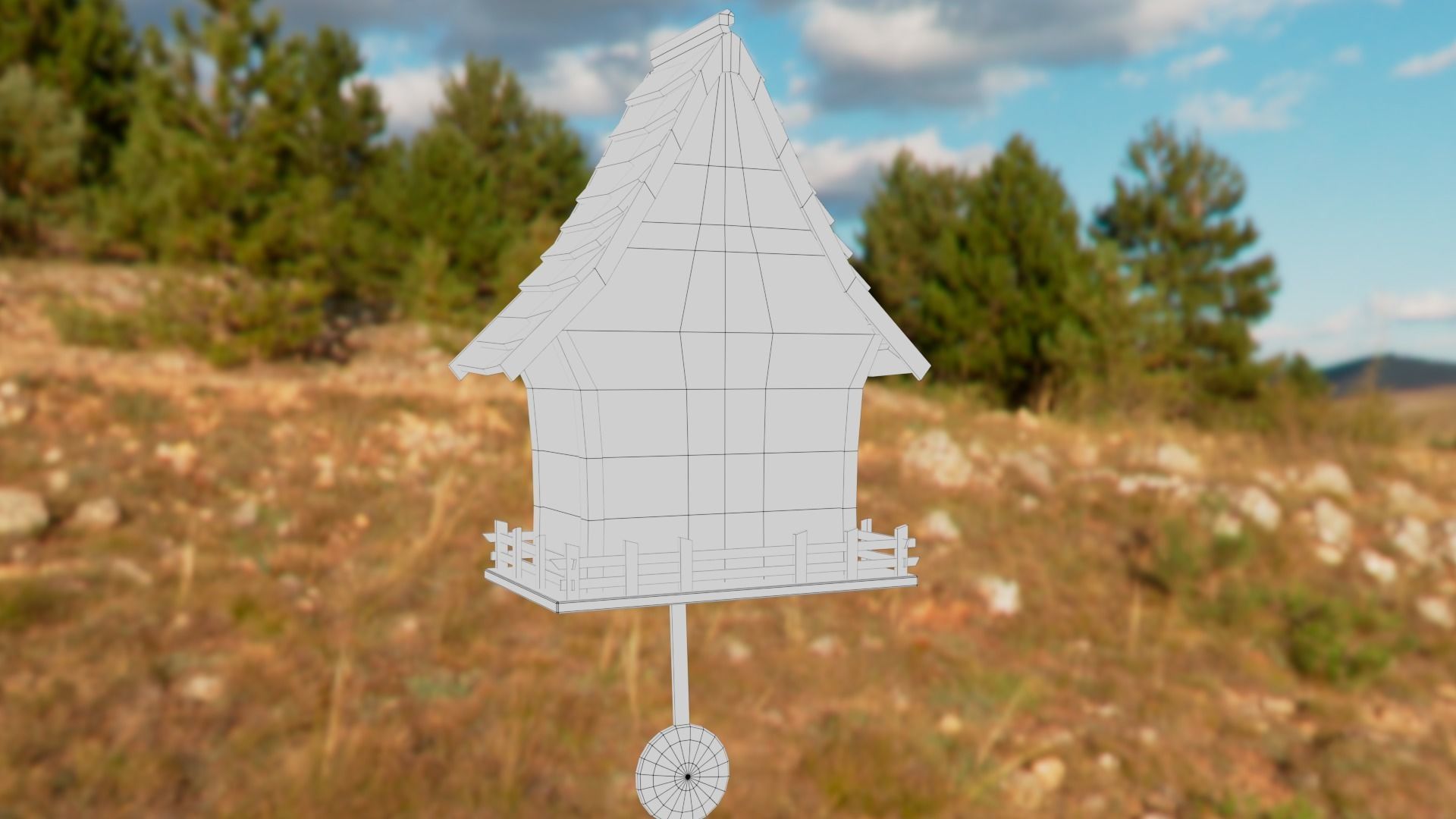 Cuckoo clock Low-poly 3D model_42