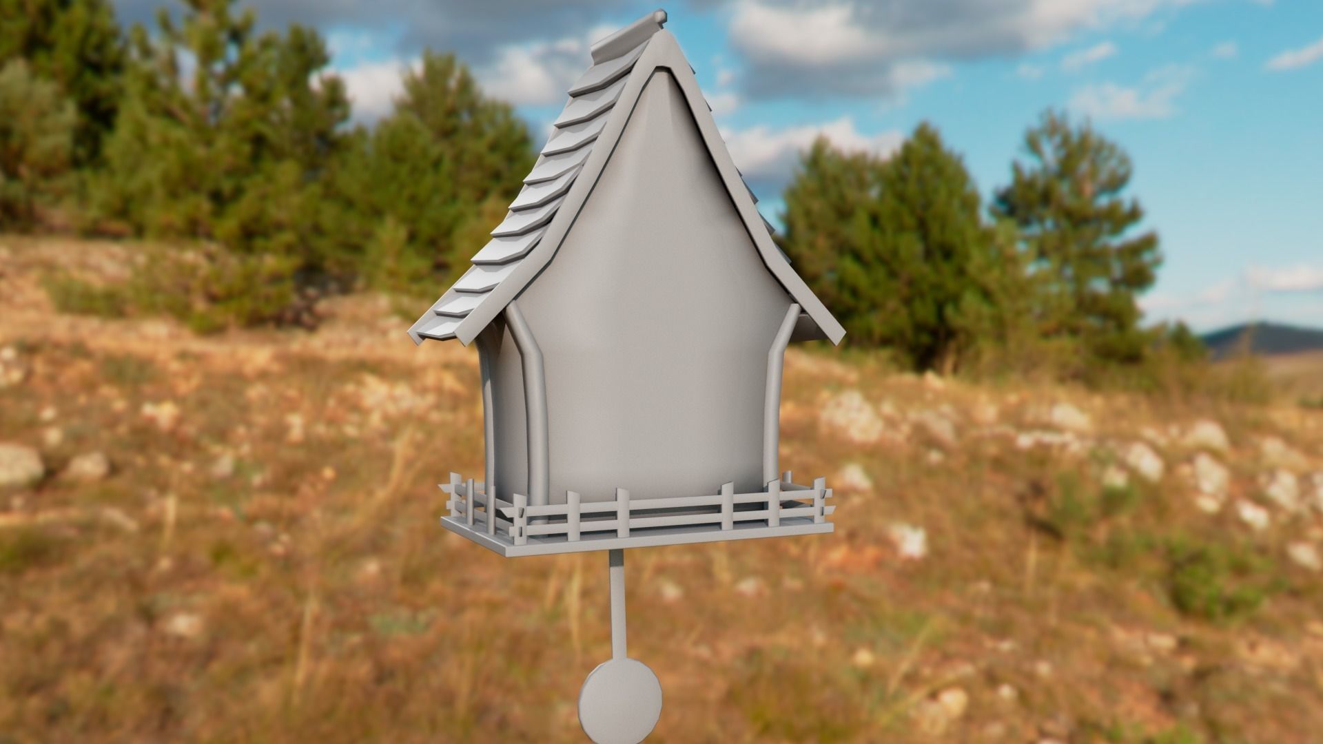 Cuckoo clock Low-poly 3D model_32