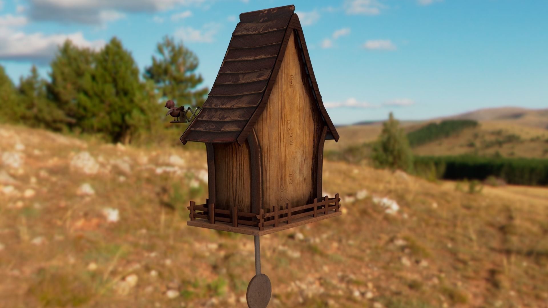 Cuckoo clock Low-poly 3D model_23