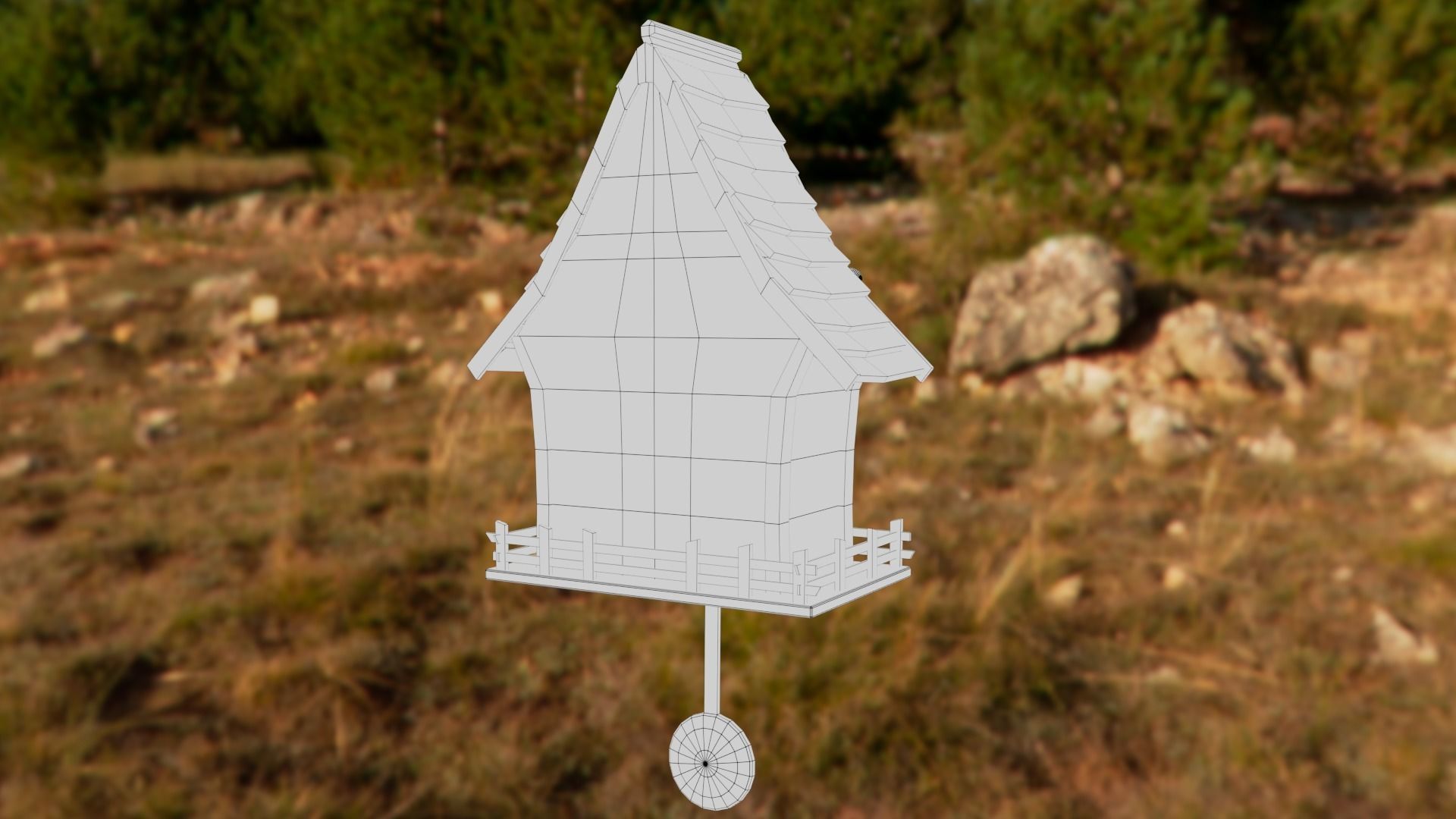 Cuckoo clock Low-poly 3D model_54