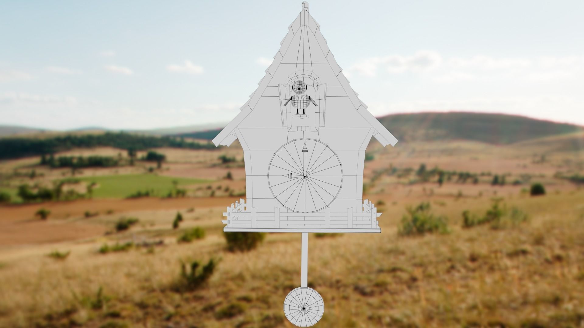 Cuckoo clock Low-poly 3D model_57