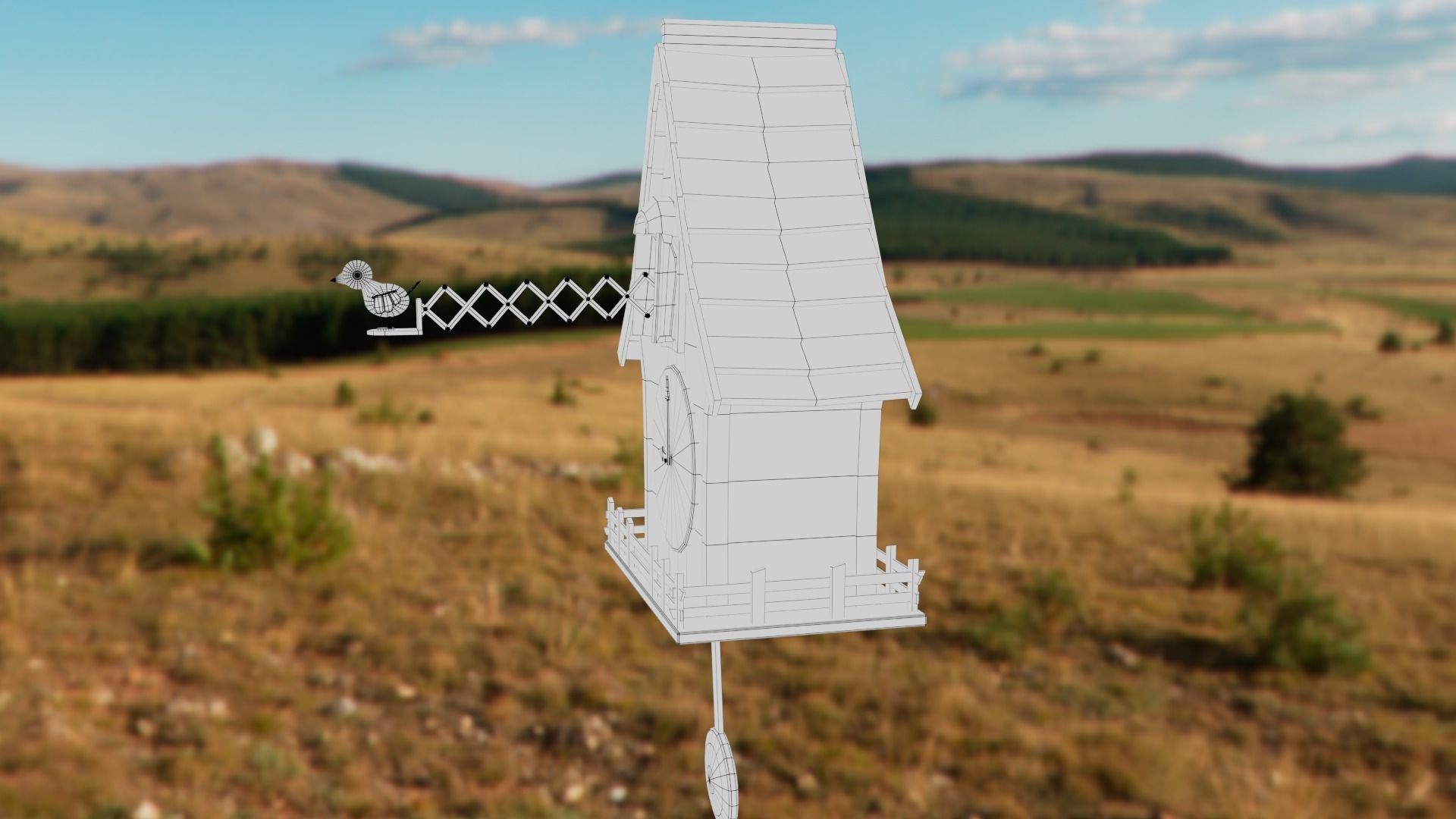 Cuckoo clock Low-poly 3D model_59