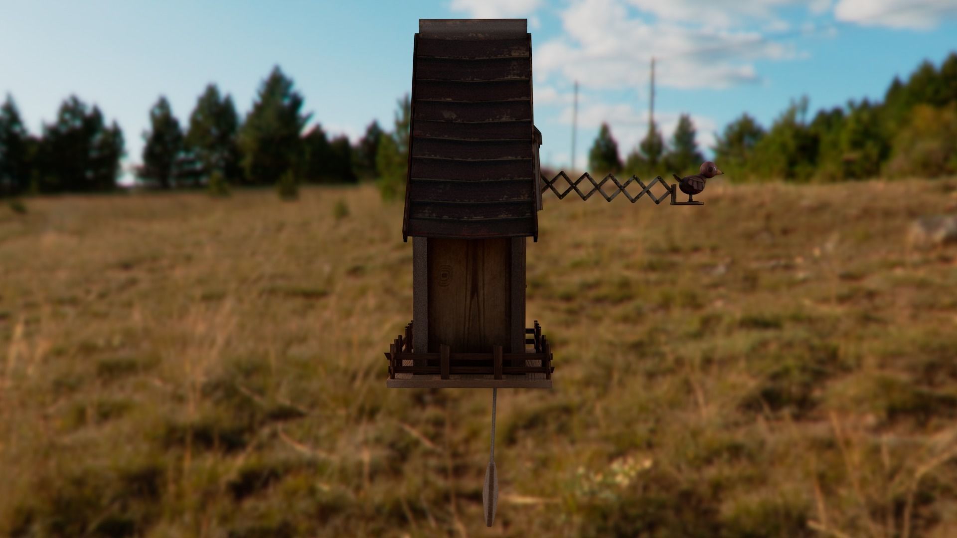 Cuckoo clock Low-poly 3D model_16