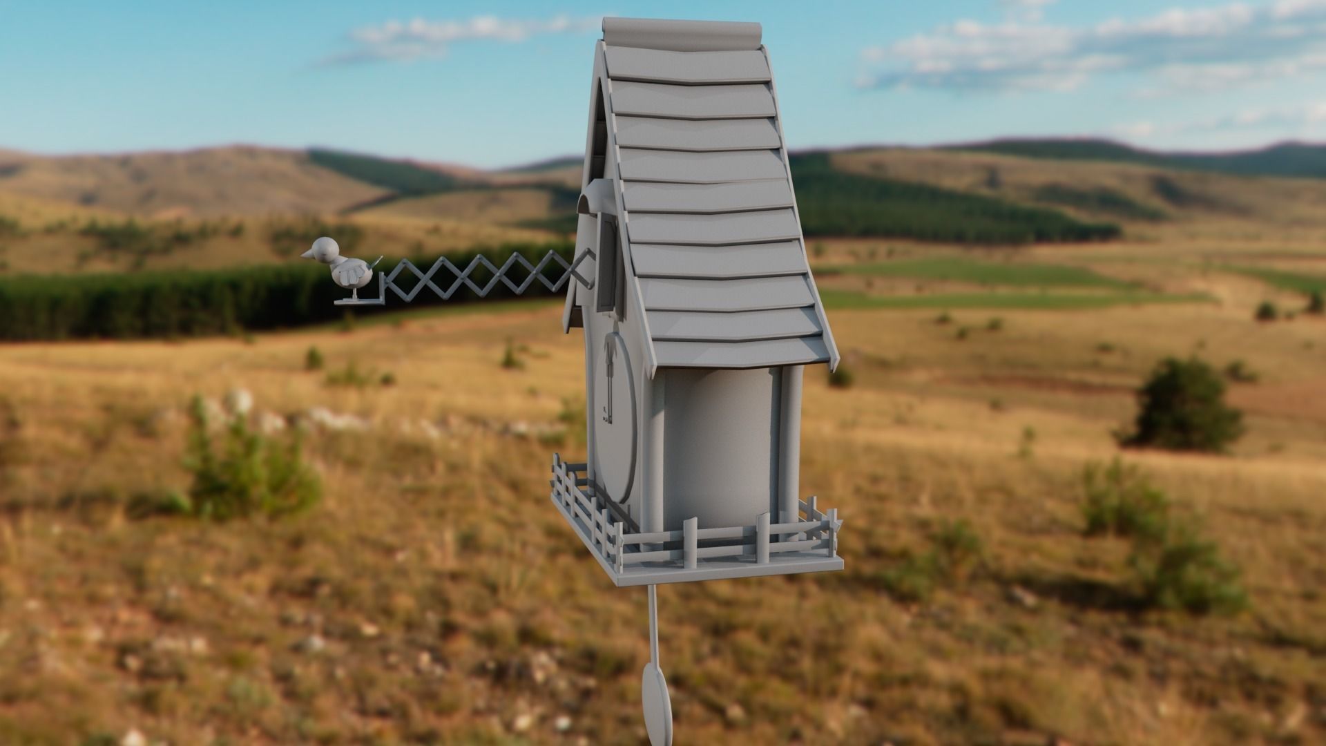 Cuckoo clock Low-poly 3D model_30