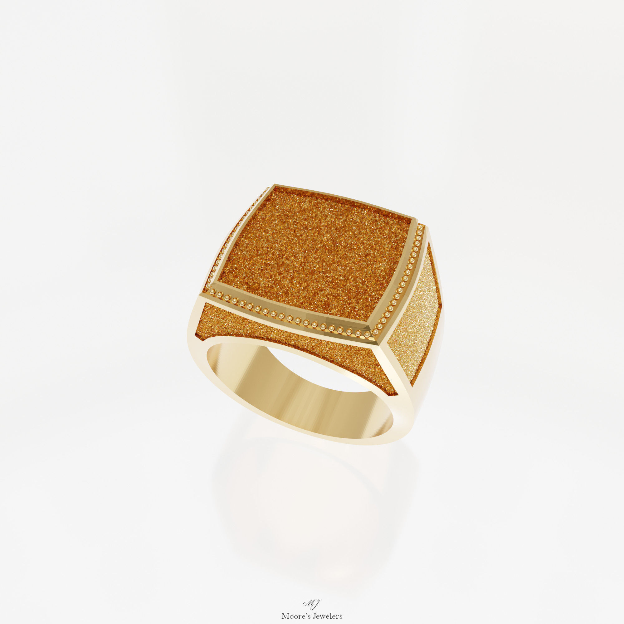 Textured Signet or Class Ring Shank Includes Source Files 3D print model_1