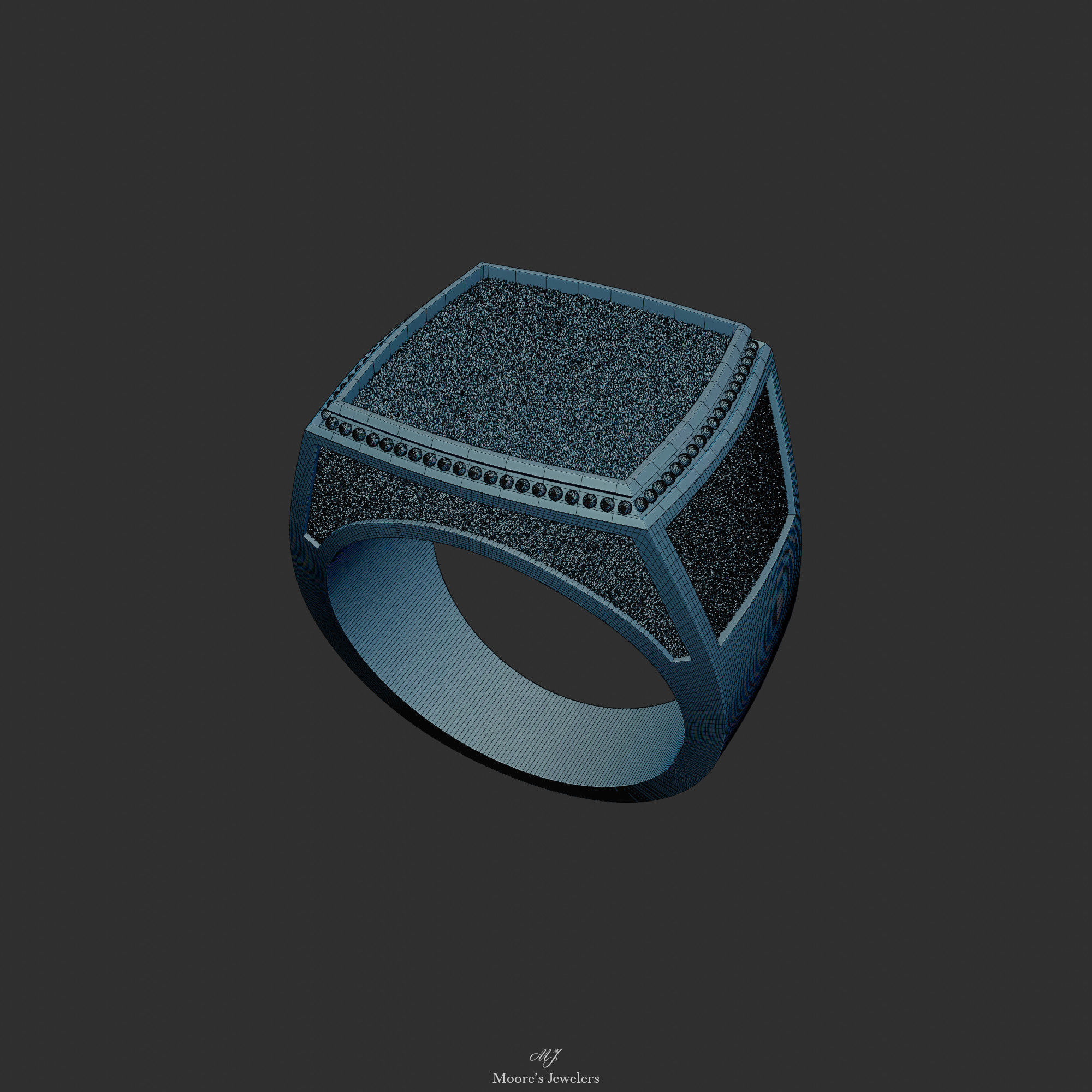 Textured Signet or Class Ring Shank Includes Source Files 3D print model_8