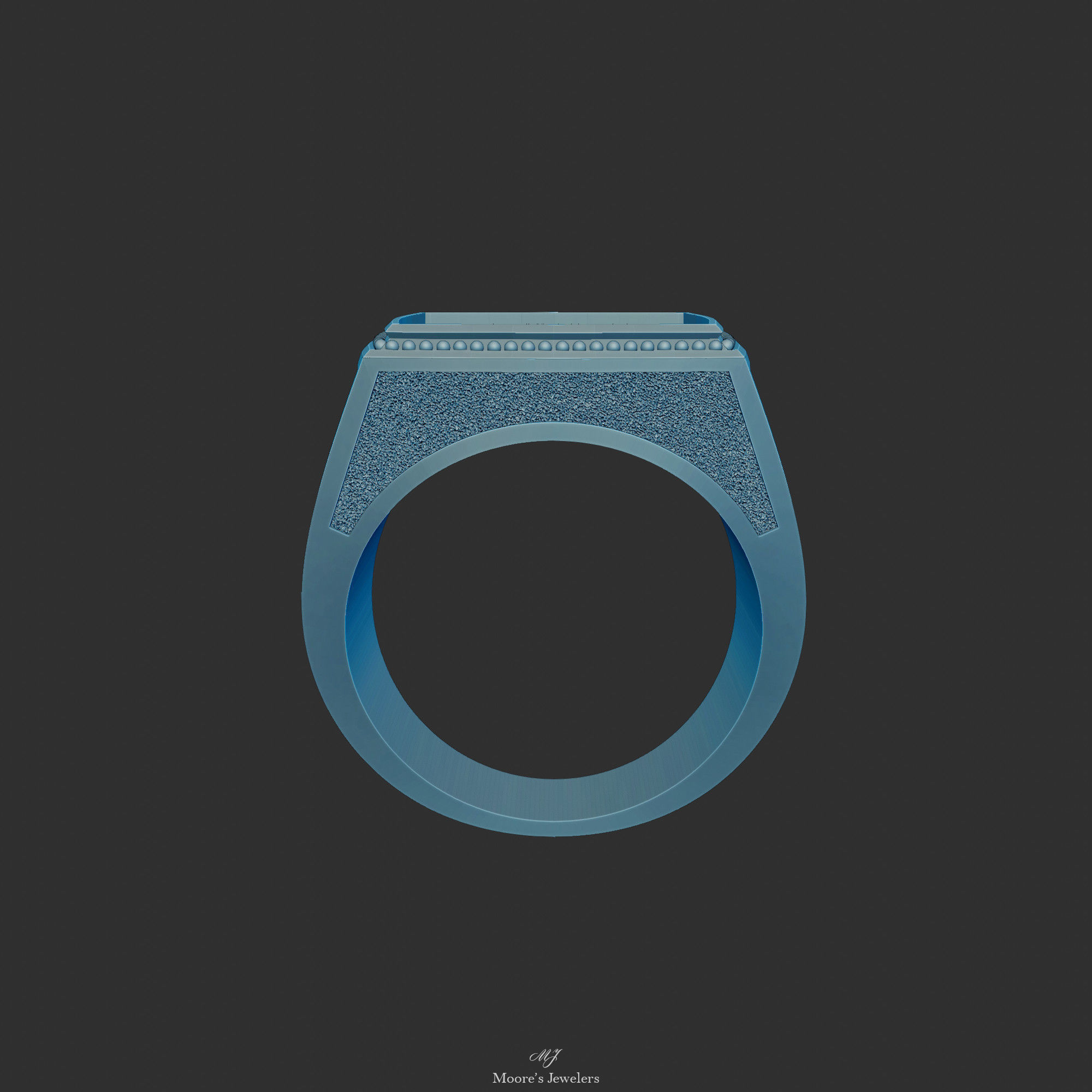 Textured Signet or Class Ring Shank Includes Source Files 3D print model_5