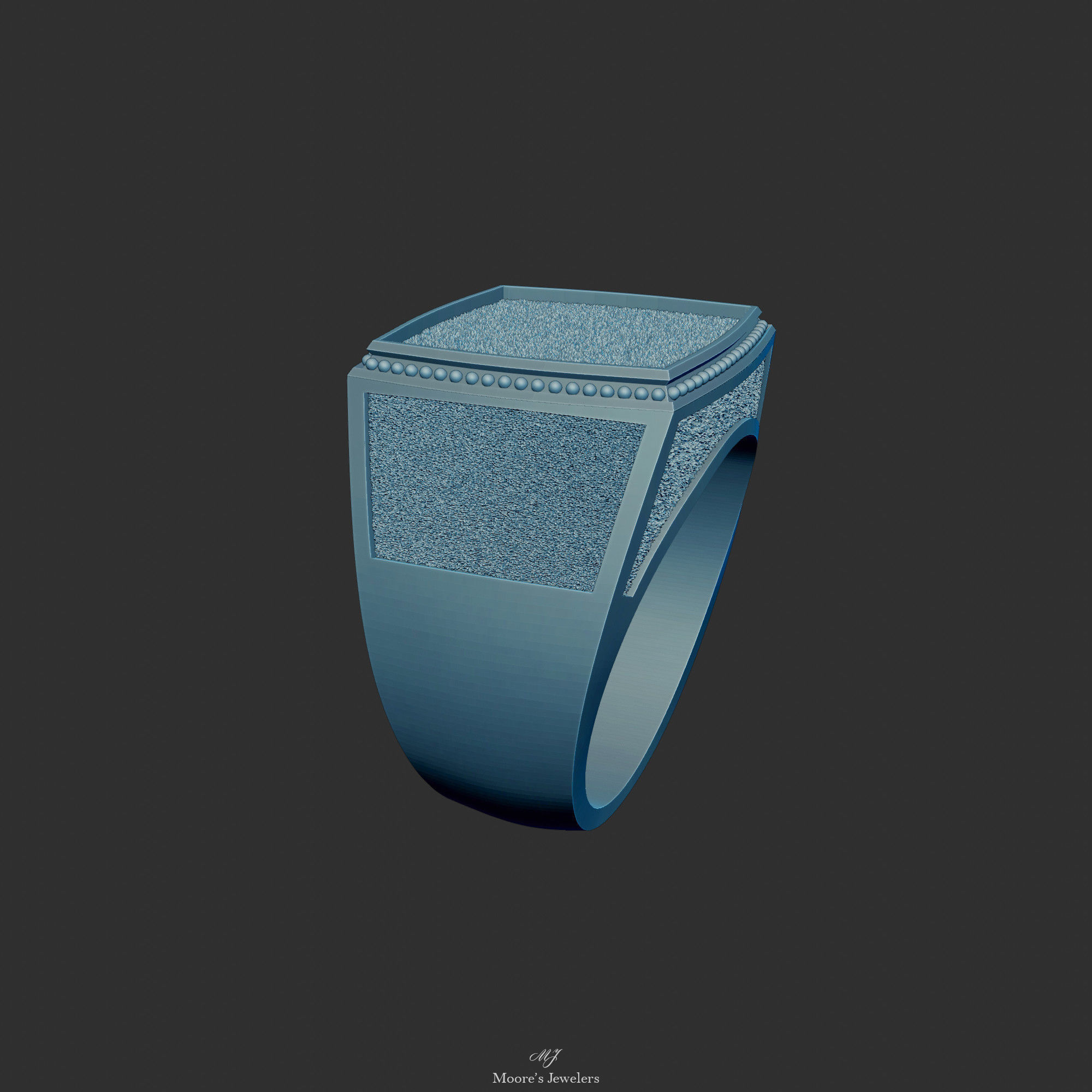 Textured Signet or Class Ring Shank Includes Source Files 3D print model_4