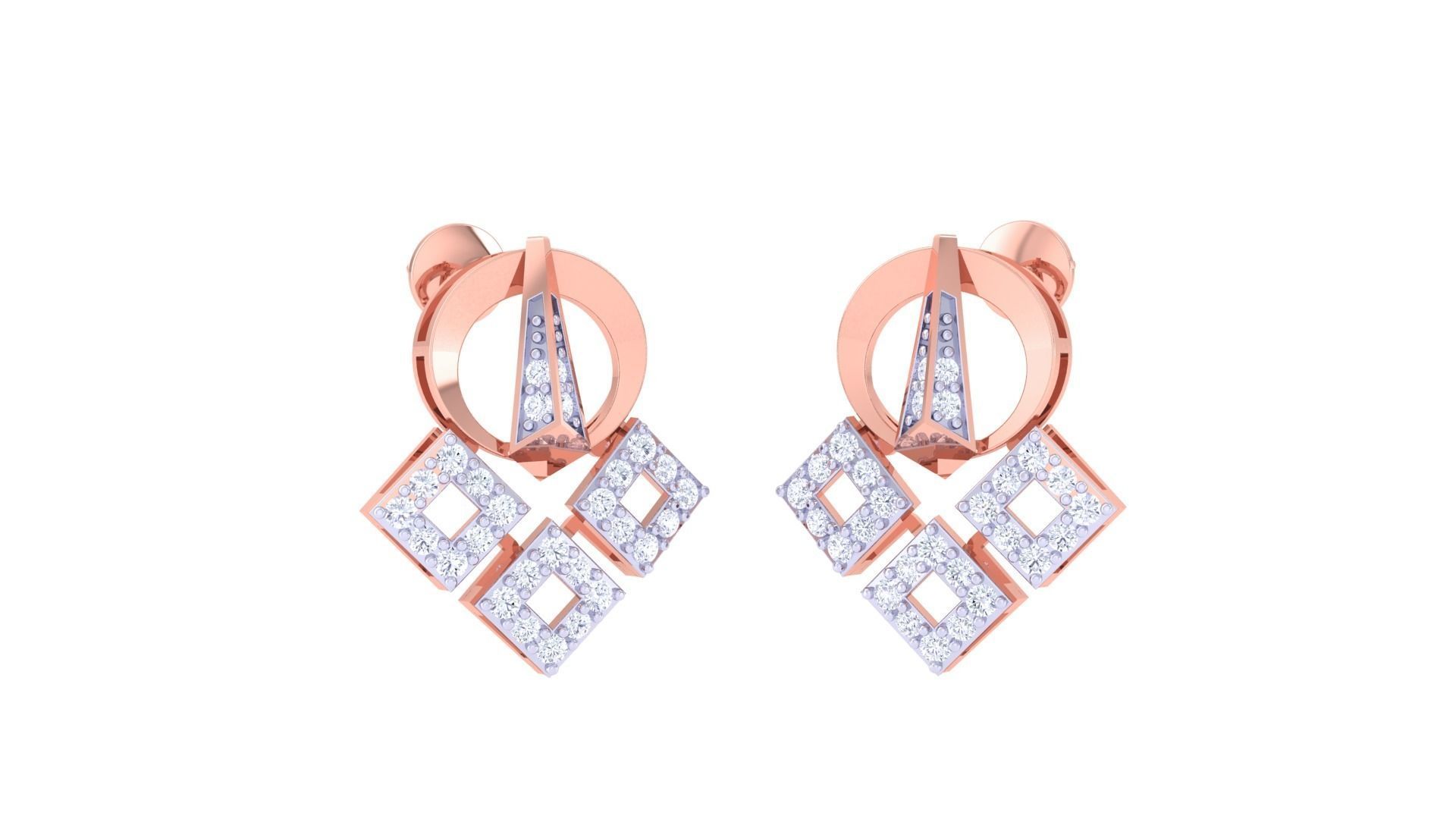 Women Pendant Earrings set 3dm stl obj gltf glb 3mf renders 3D print model_4