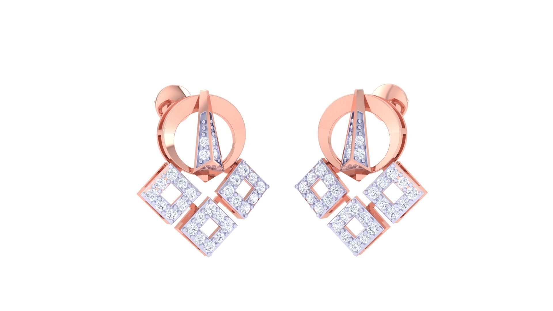 Women Pendant Earrings set 3dm stl obj gltf glb 3mf renders 3D print model_1