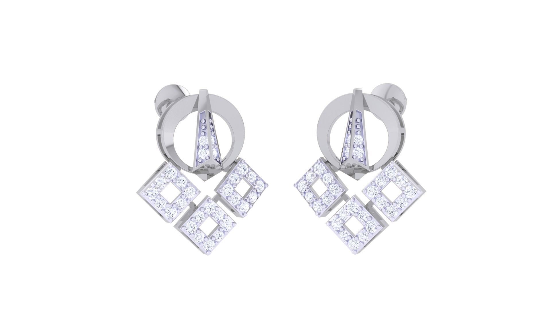 Women Pendant Earrings set 3dm stl obj gltf glb 3mf renders 3D print model_9