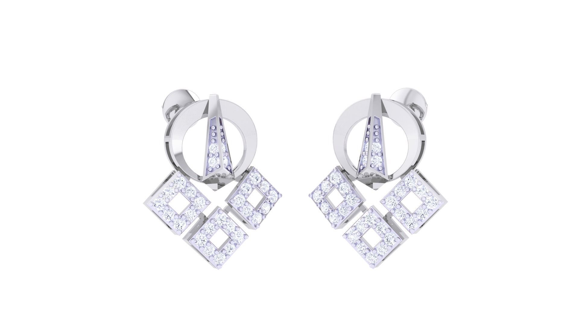 Women Pendant Earrings set 3dm stl obj gltf glb 3mf renders 3D print model_2