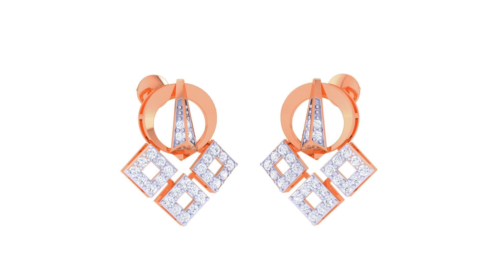 Women Pendant Earrings set 3dm stl obj gltf glb 3mf renders 3D print model_10