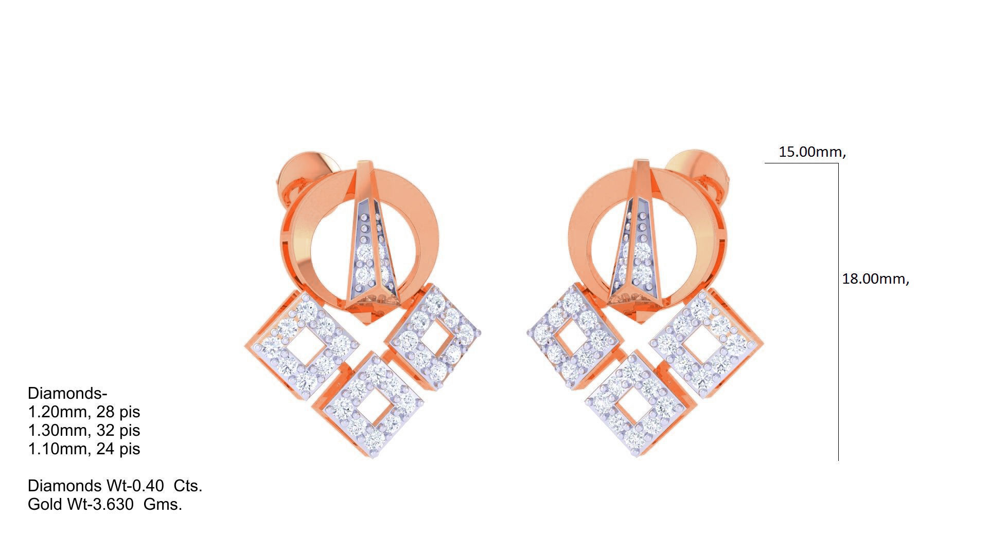 Women Pendant Earrings set 3dm stl obj gltf glb 3mf renders 3D print model_8