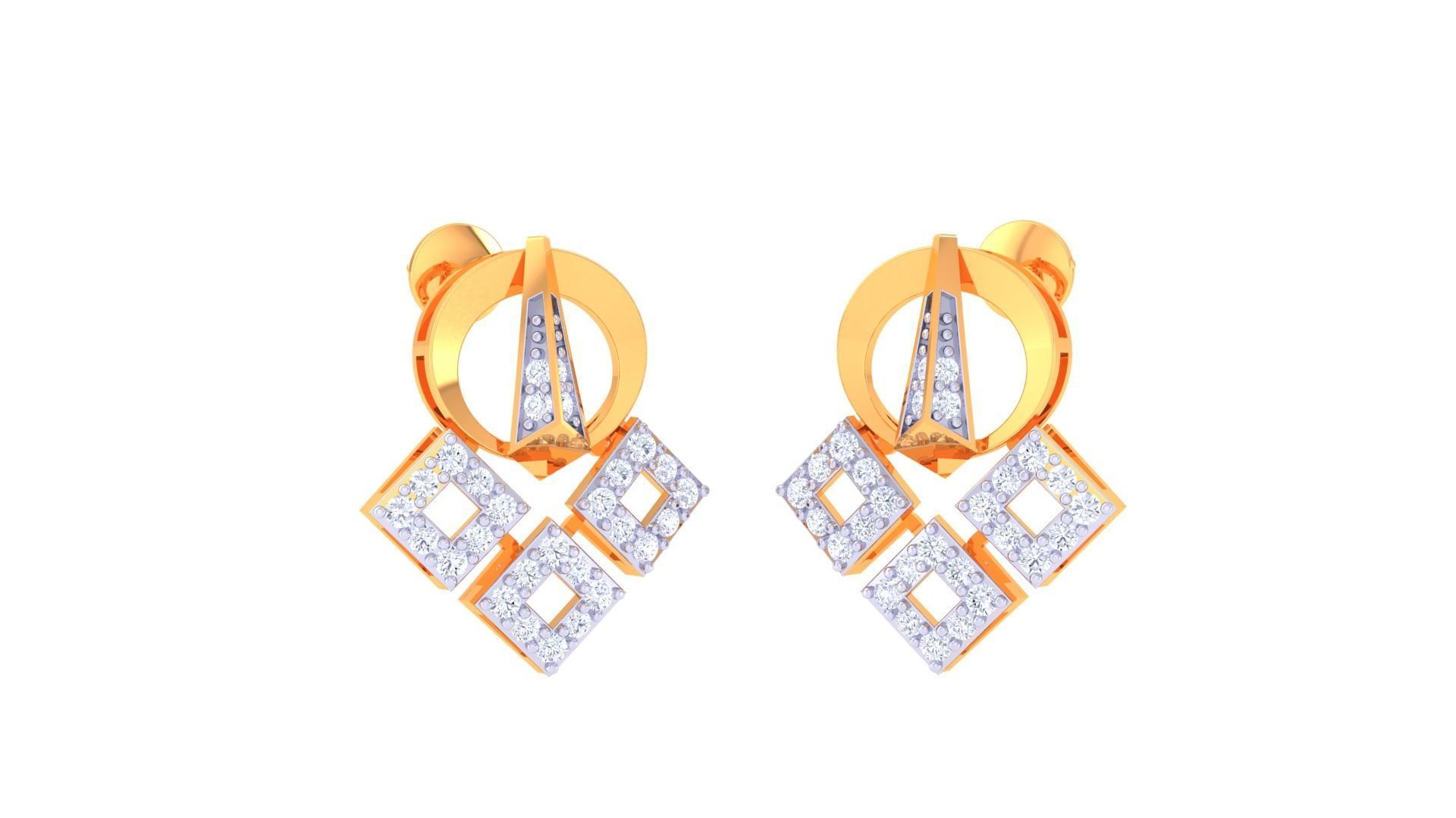 Women Pendant Earrings set 3dm stl obj gltf glb 3mf renders 3D print model_3