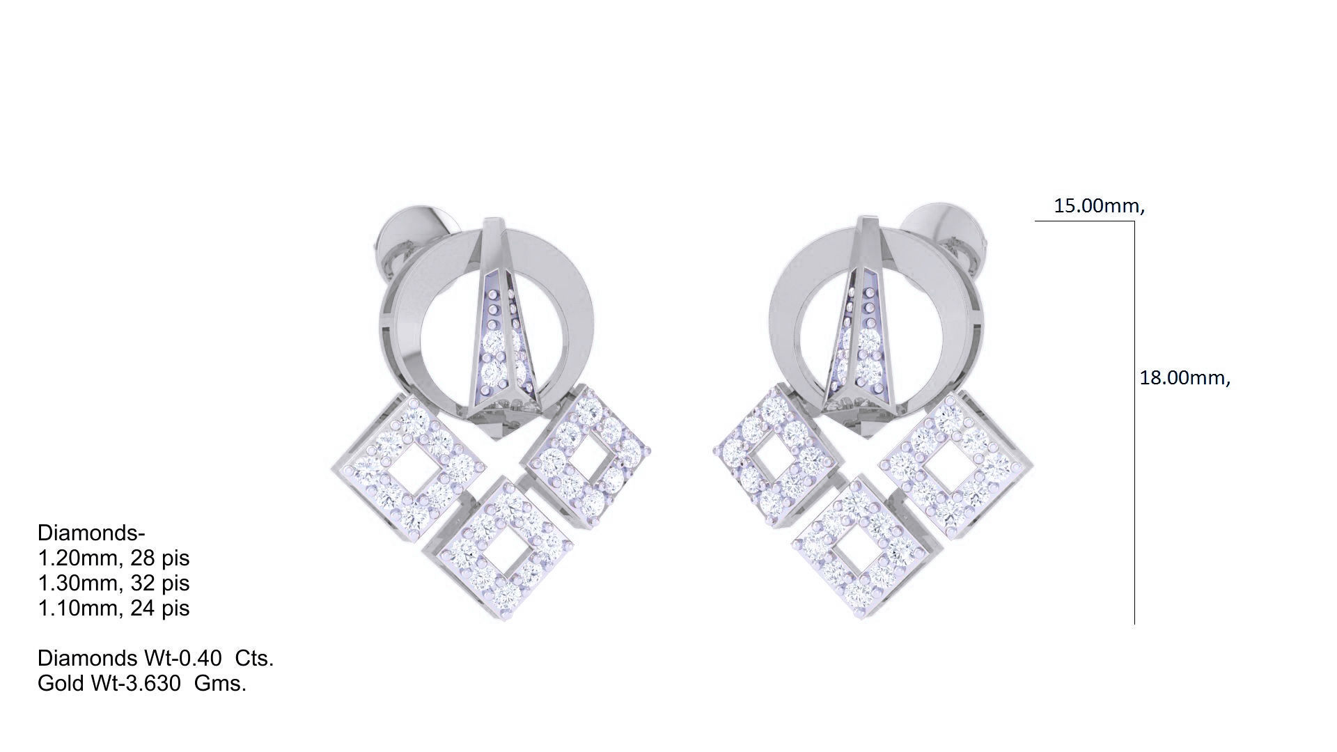 Women Pendant Earrings set 3dm stl obj gltf glb 3mf renders 3D print model_7